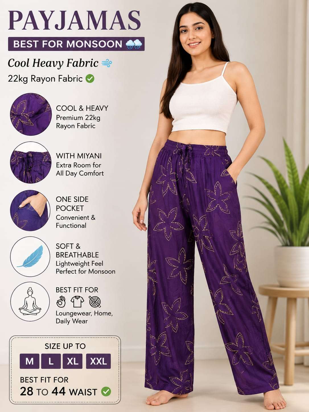 PAYJAMAS BEST FOR MONSOON RAYON POCKET PANT FOR WOMEN DAILY ...
