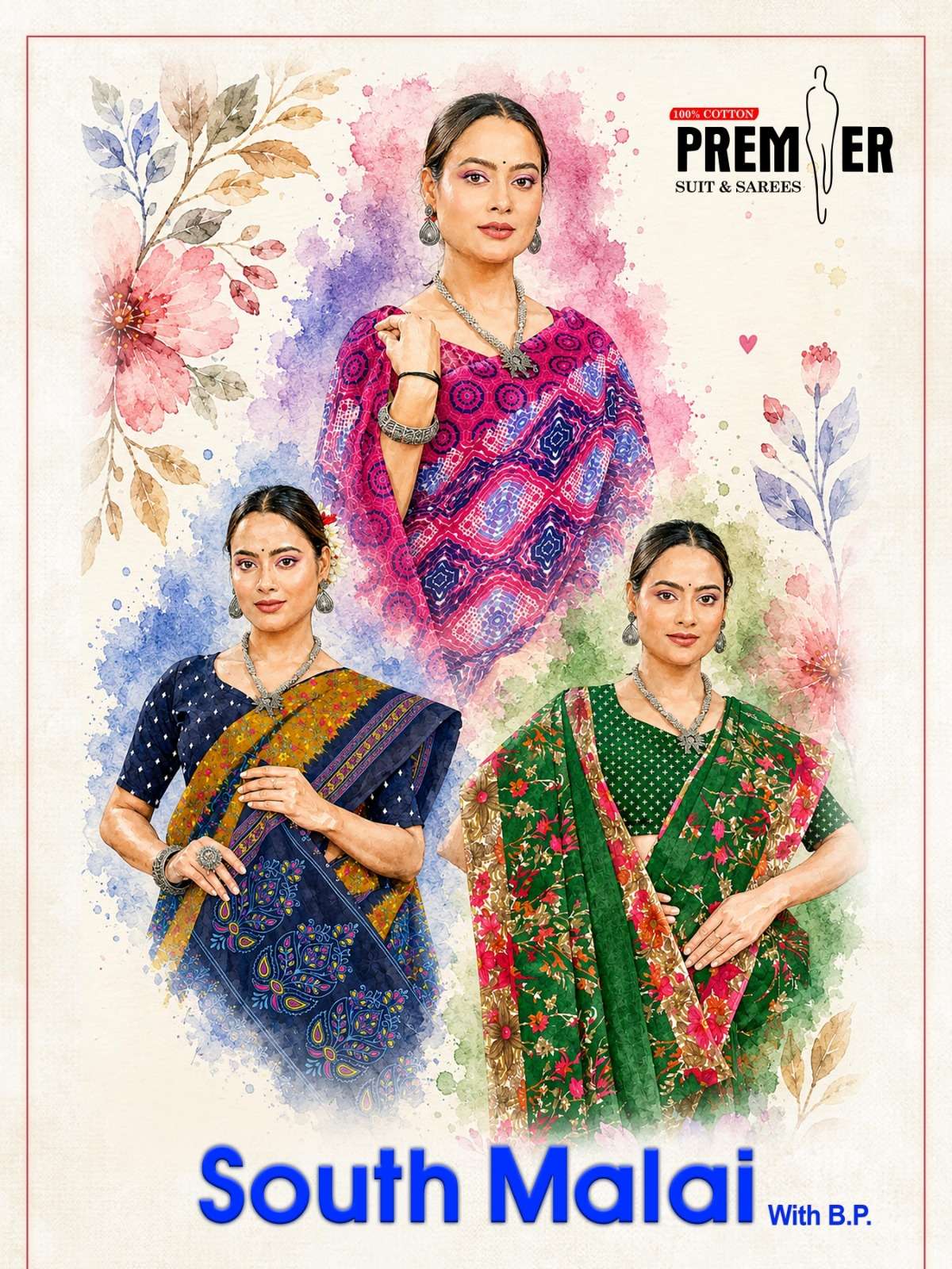 PREMIER SOUTH MALAI VOL 3 COTTON SAREES DAILY WEAR RESELLER ...