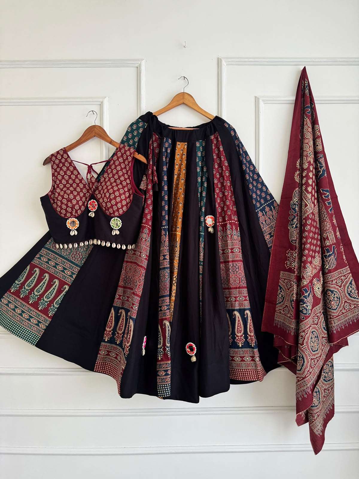 Presenting New and best Navratri collection wear Heavy Ajrakh with Khadi cotton fabric Lehenga Choli supplier in surat