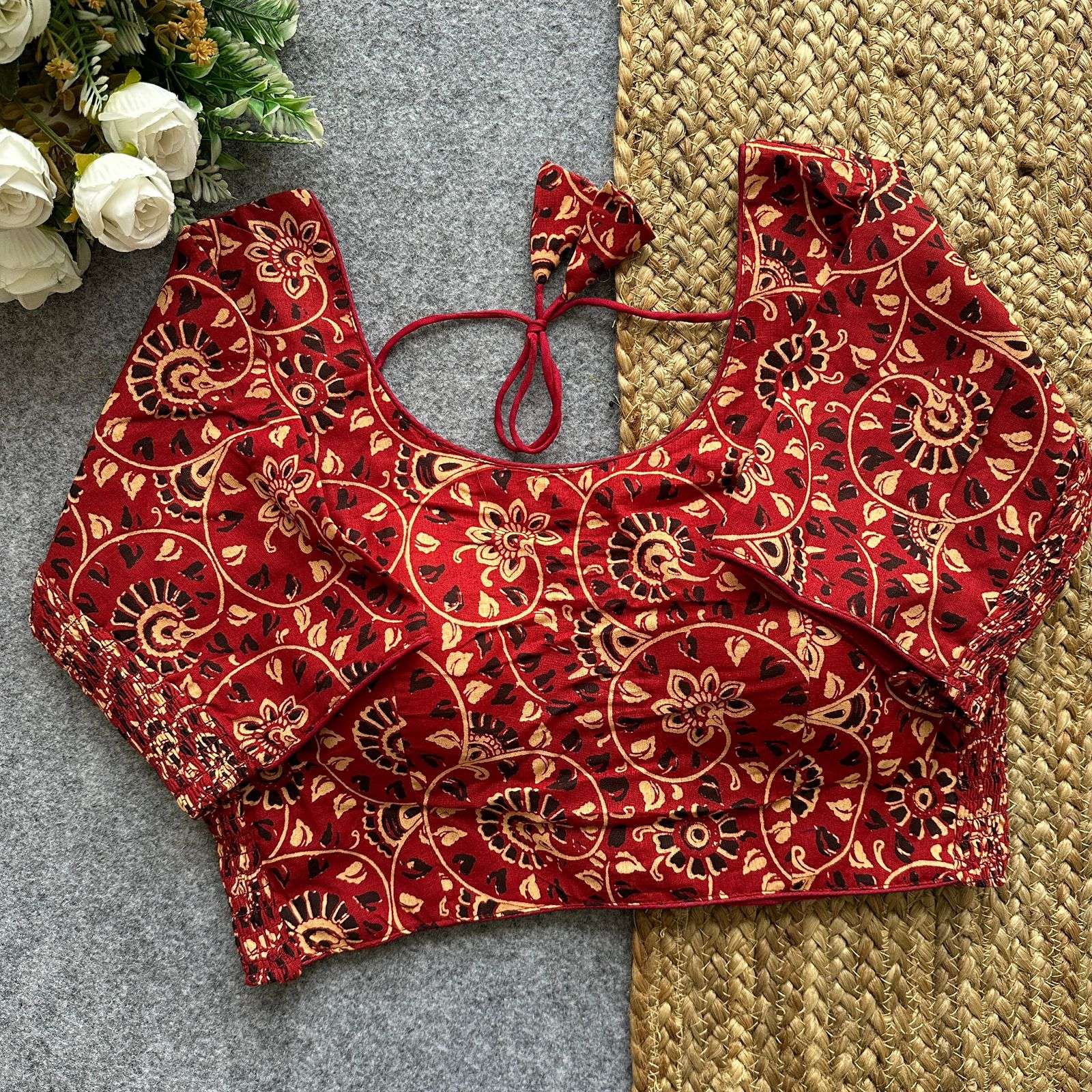  pure and classic Ajrak print on cotton Comfortable fabric blouse wholesale in surat rocky