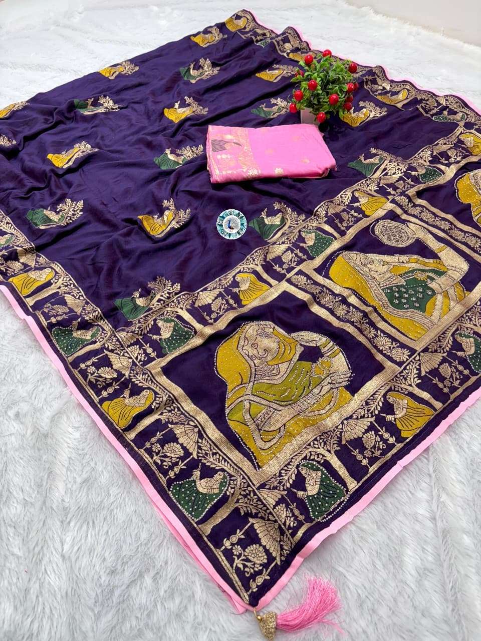 PURE  AND CLASSIC DOLA BANARASI DESIGN FABRIC SAREE WHOLESALE IN SURAT 181