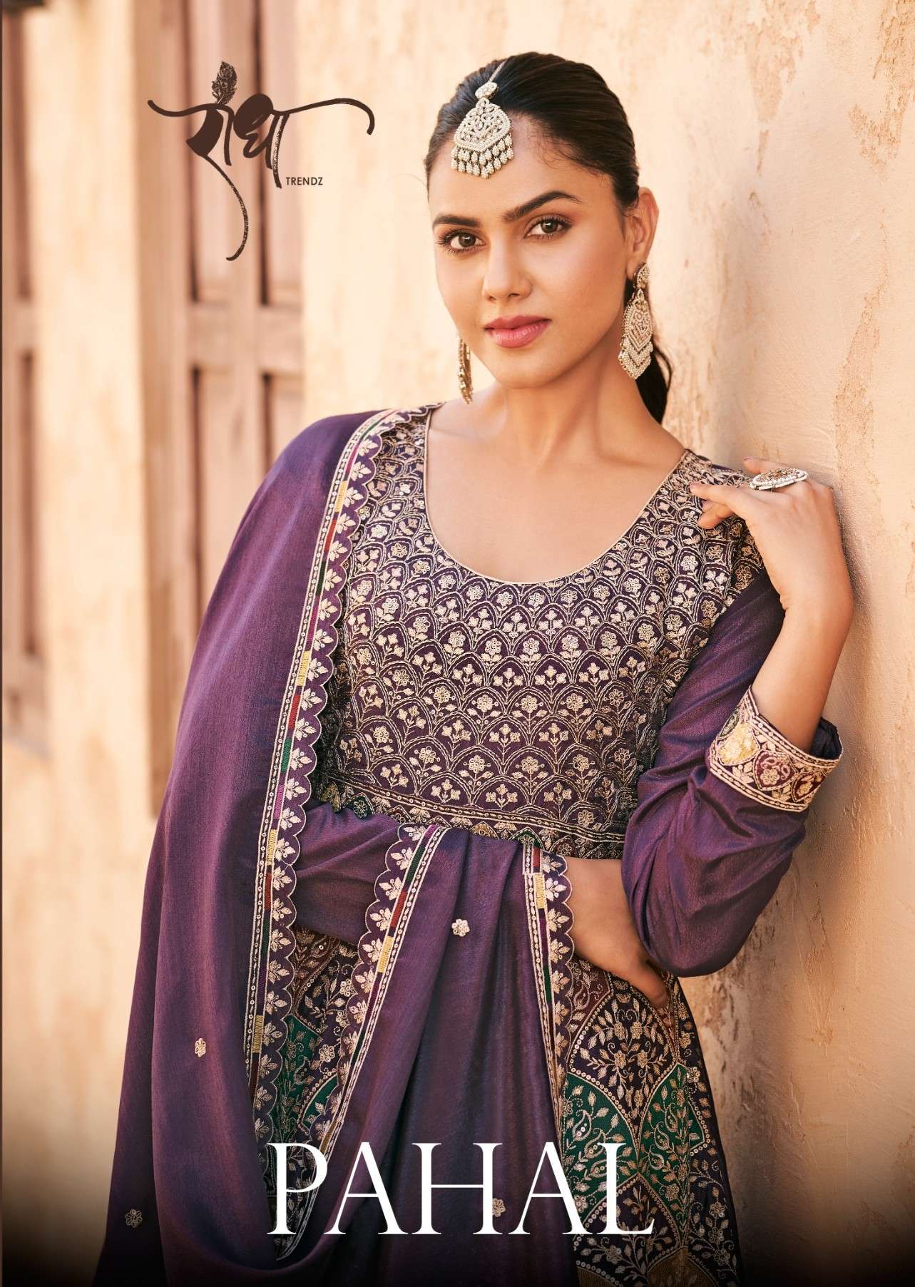 RADHA TRENDZ PAHAL CHINON  WITH HEAVY EMBROIDARY WORK KURTI PALAZZO SUIT TREND OUTFIT INDIA