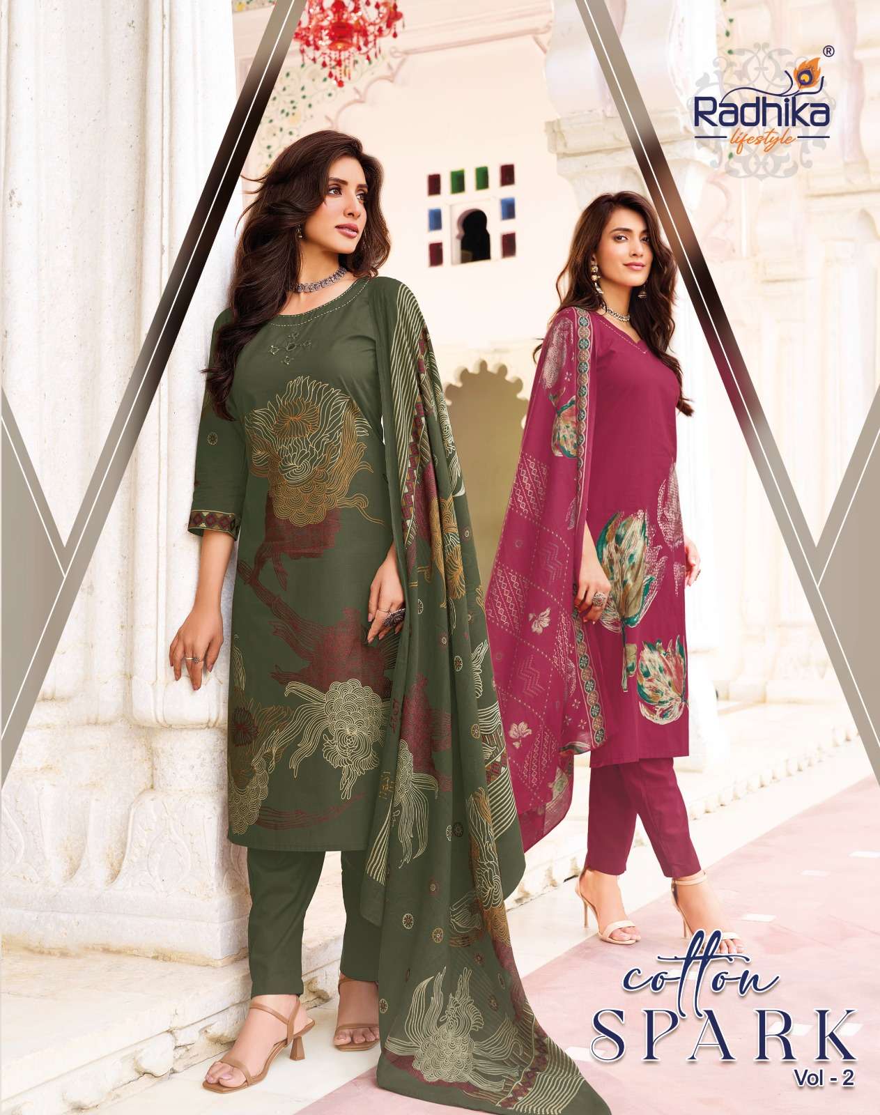 RADHIKA LIFESTYLE COTTON SPARK VOL 2 COTTON 60 60 WITH WORK LADIES DRESS EXPORT