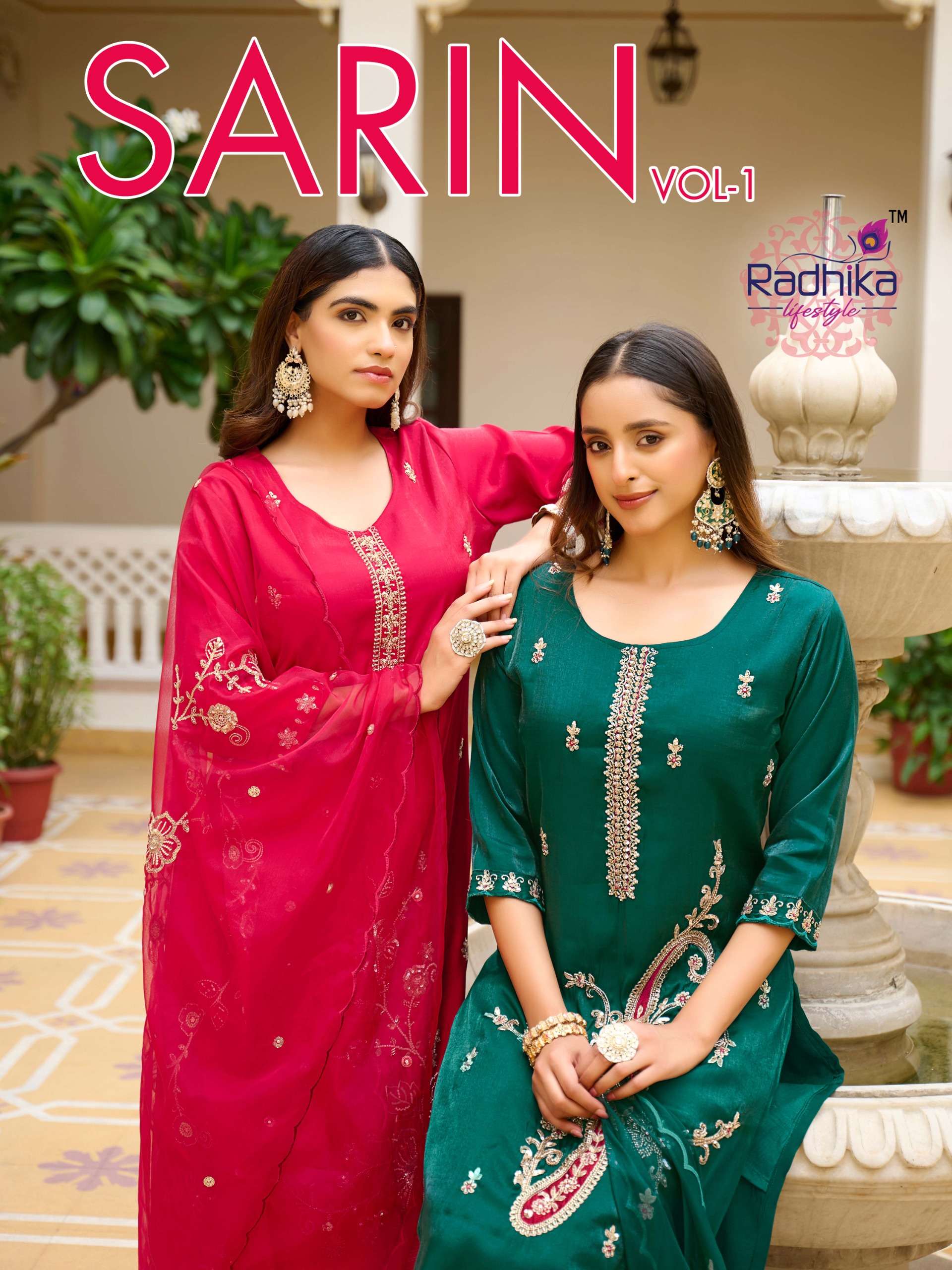 RADHIKA LIFESTYLE SARIN VOL 1 GLASS WITH BITS WORK SALWAR SUIT TRADITIONAL CLOTHING 