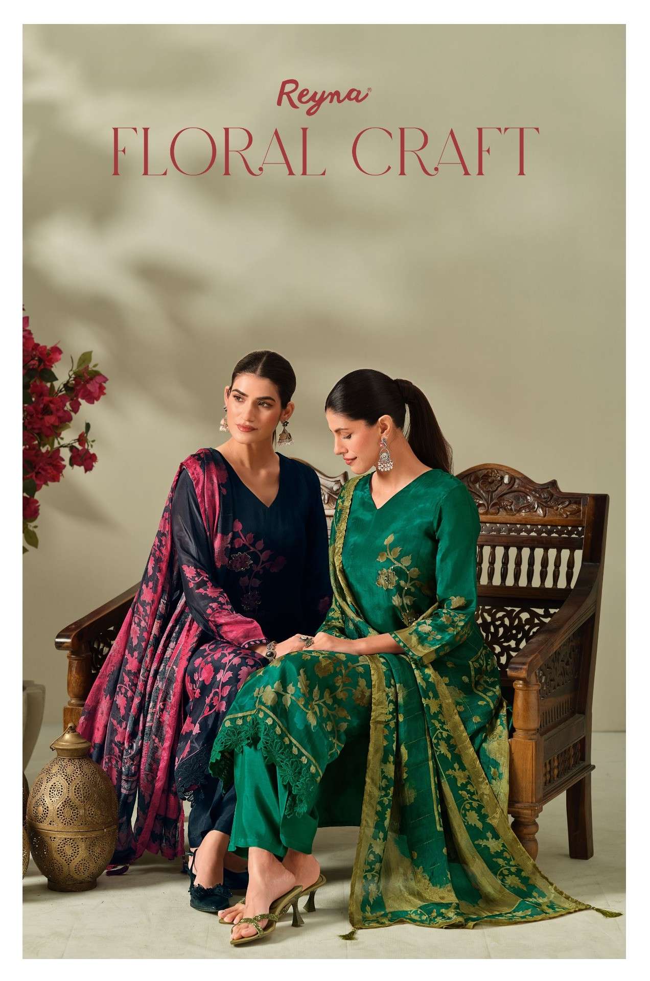 REYNA FLORAL CRAFT SUPERSILK DIGITAL PRINT HANDWORK HANDWORK SALWAR SUIT WHOLESALER