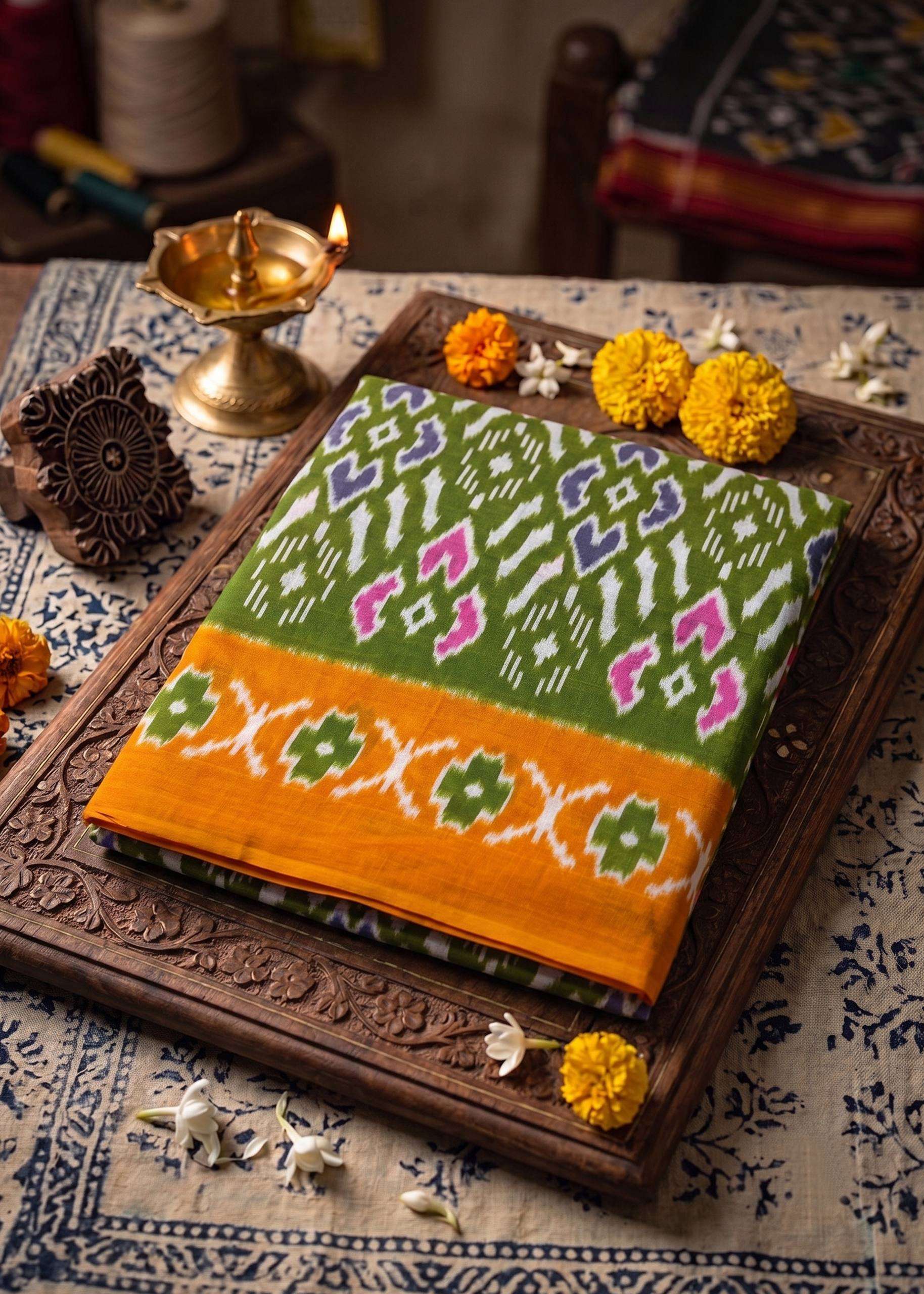 Royal Traditional Ikat Print Saree Collection mulmul cotton comfortable saree wholesale in surat
