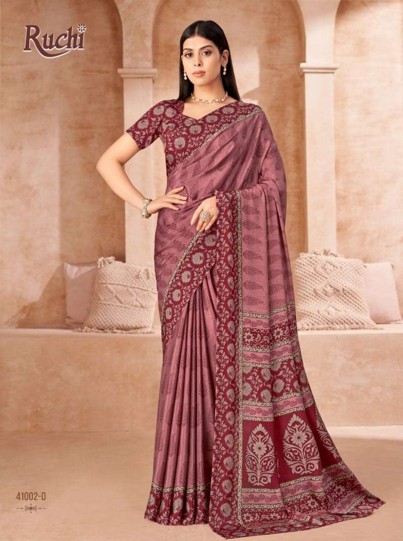 Ruchi Saree Vedanta Silk vol 43 super soft  Silk crepe fancy fabric saree wholesale in surat 