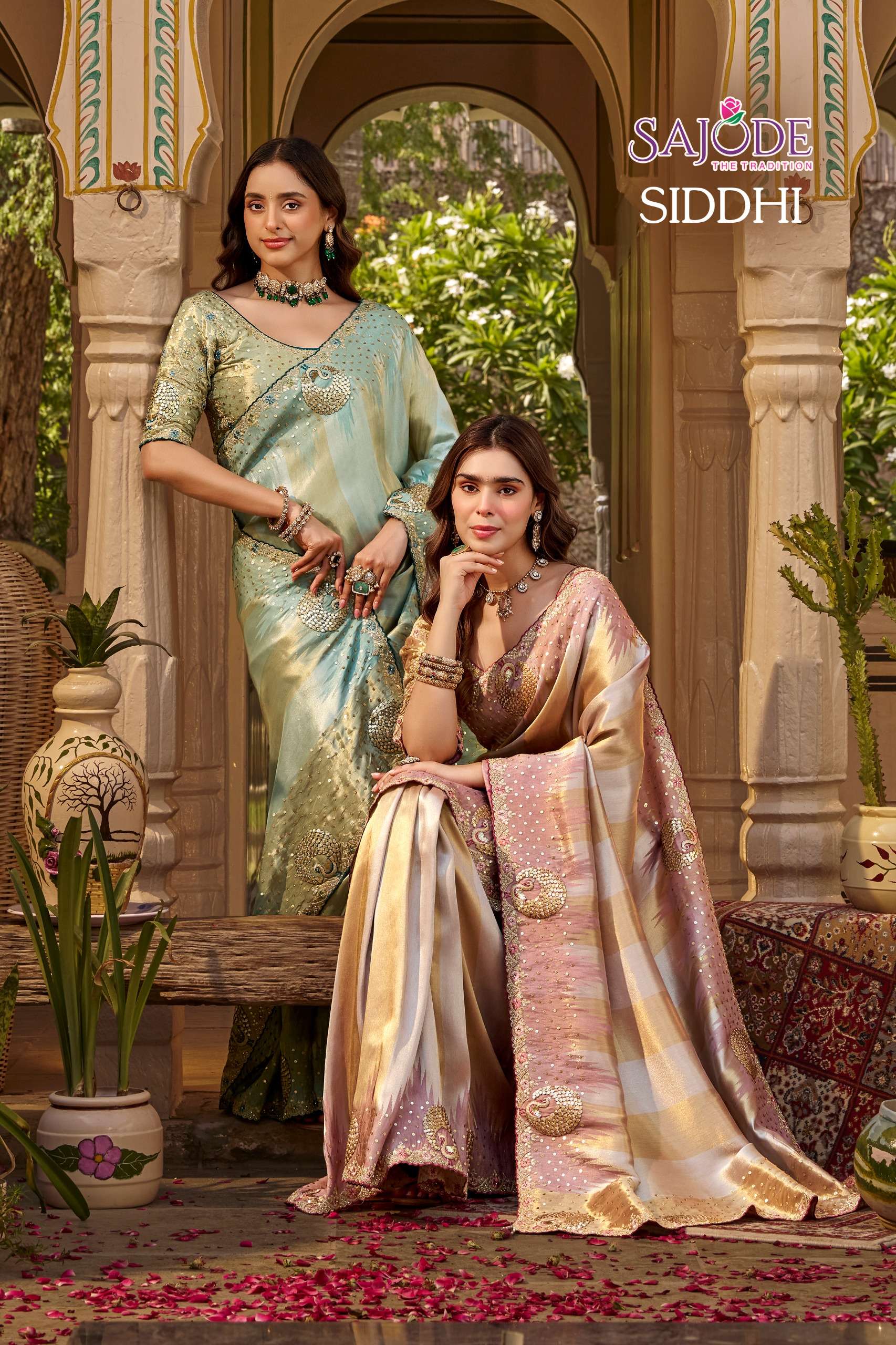  Sajode The Tradition Siddhi Sajode The Tradition golden and fancy fabric saree wholesale in surat