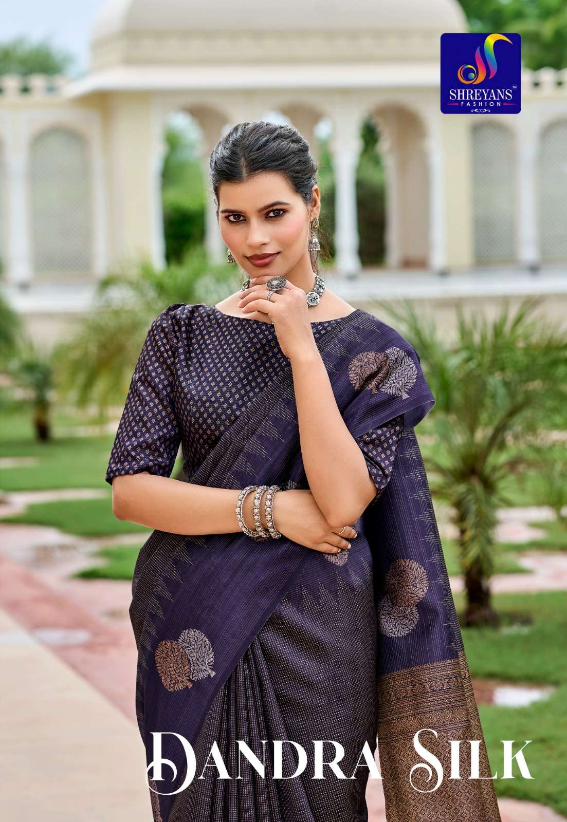 SHREYANS DANDRA SILK TUSSAR BASE SILK DANDRA FANCY FABRIC SAREE BEST RATE 