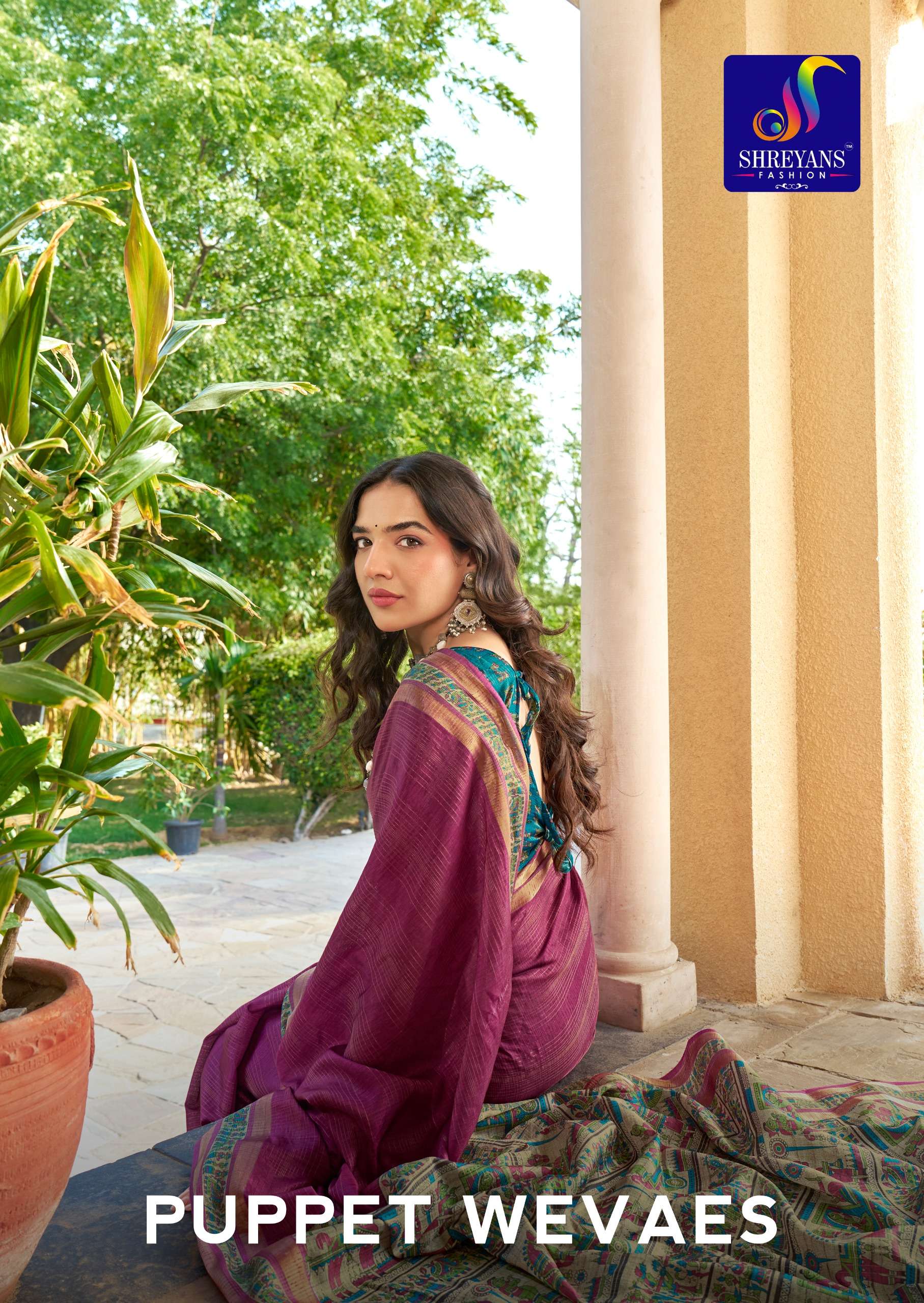 Shreyans Puppet weaves Super soft Tusser base fancy fabric Saree wholesale in surat