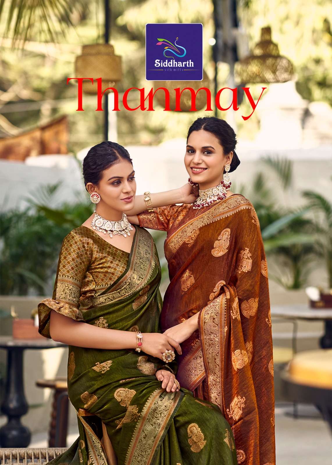 Siddharth Thanmay prints soft Banaras silk fabric with kanji thanmay prints on saree wholesale in surat