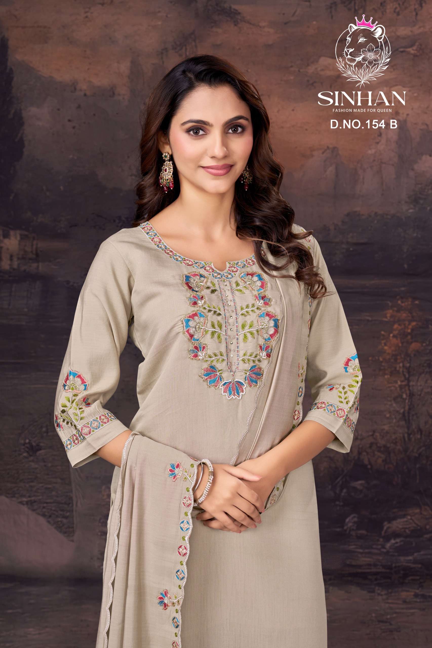 SINHAN 154 BOMBAY SILK COTTON INNER KURTI PANT SUIT FESTIVAL DAY WEAR RESELLER 