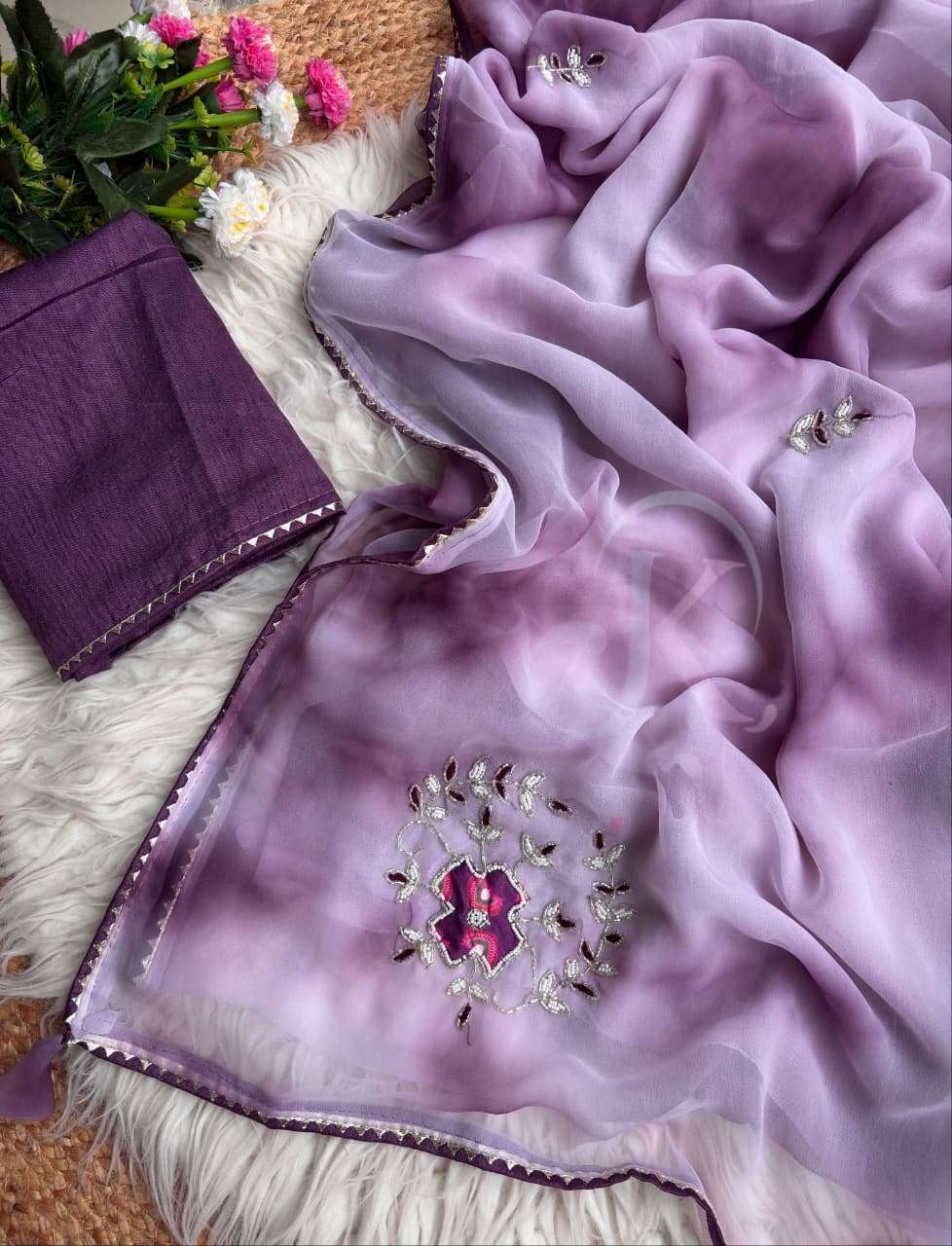 soft chiffon fabric with light colour party wear and beautif...