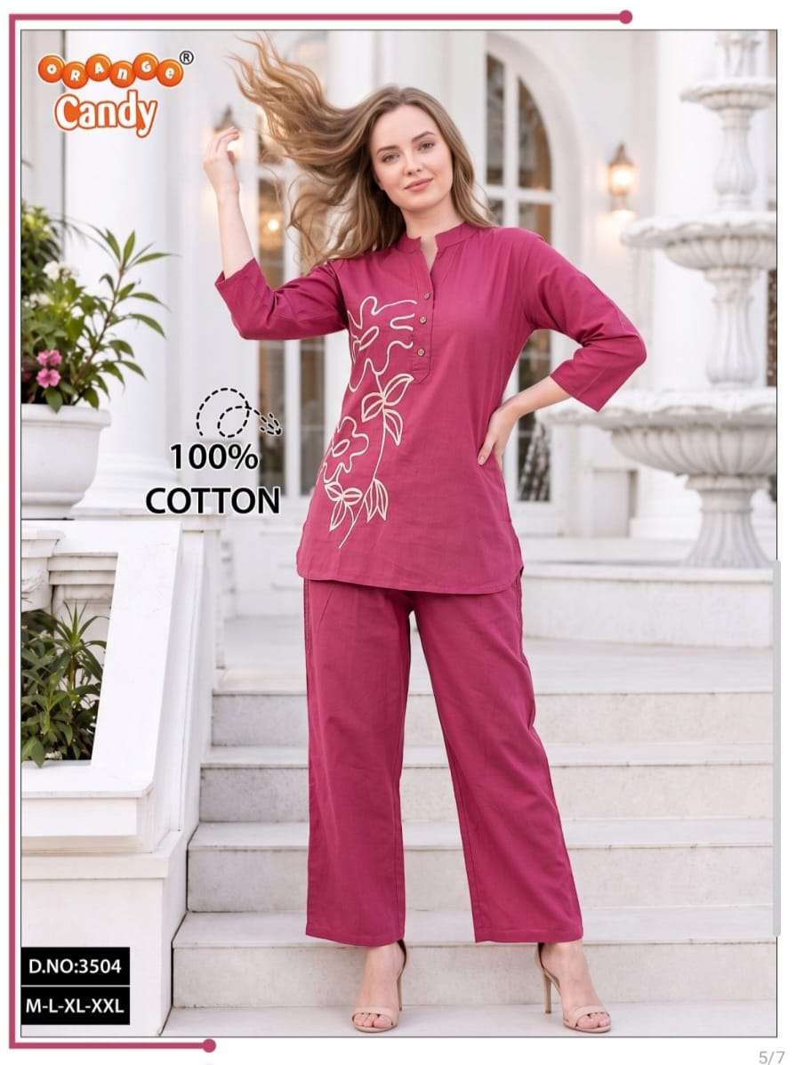 SSH ORGANGE CANDY 3504 COTTON CORD SET LIKE INDO WESTERN 2 PIECE SUIT WOMEN EXPORT 