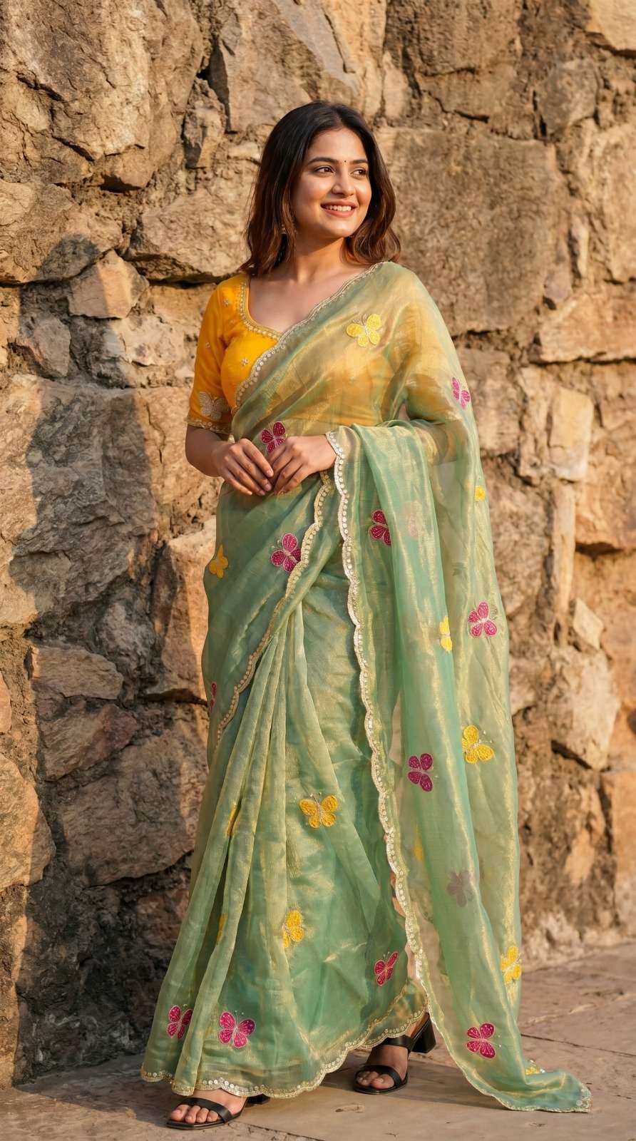 SUPER SOFT CHIFFON SATIN FANCY FABRIC SAREE WHOLESALE IN SURAT LH 33