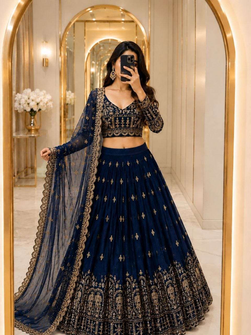 super soft vichitra silk fancy fabric with beautiful Embroid...