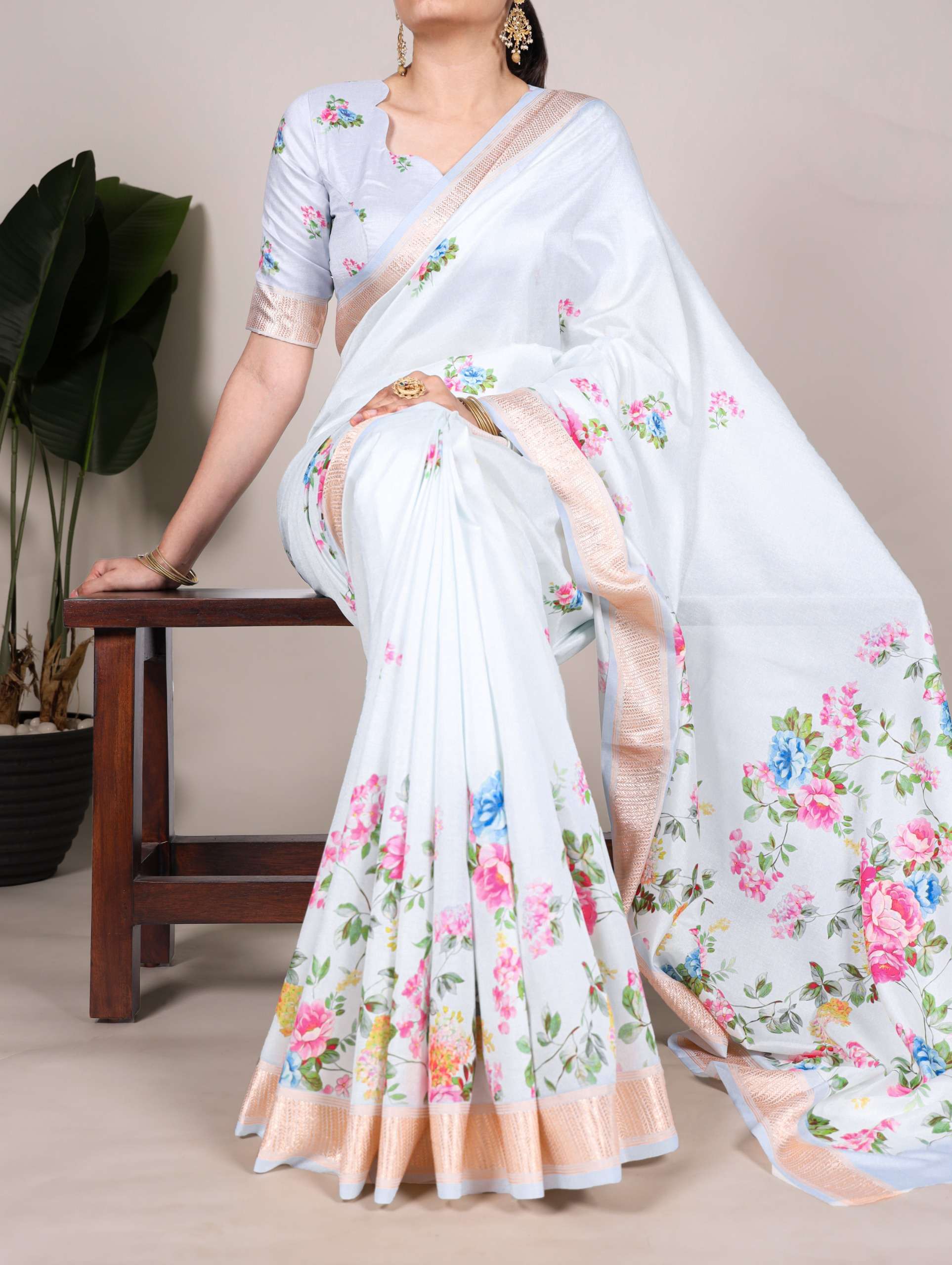 Tasar Silk fabric saree With Viscose Border saree at the best rate 7015