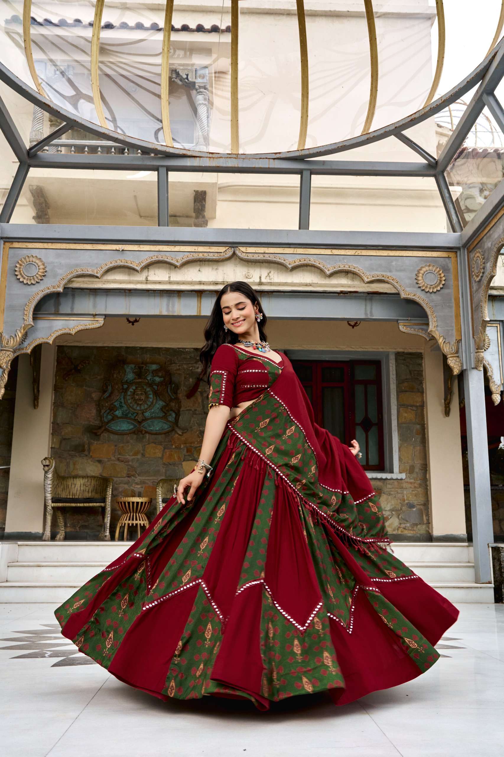 saybo this lehenga is made for every Navratri twirl with  graceful Ajrakh prints on lehenga choli wholesale in surat 1630  