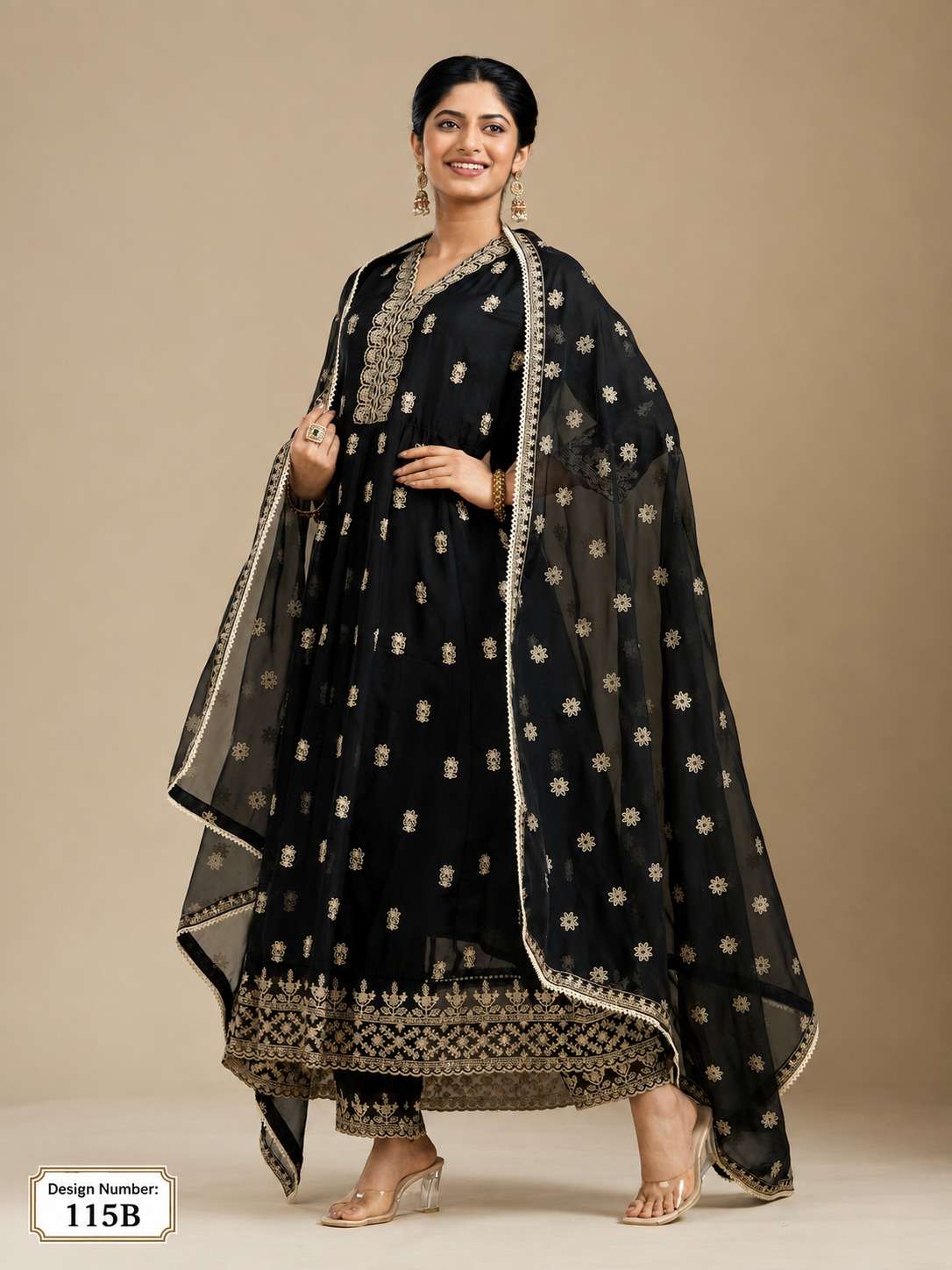 TRIVA LIFESTYLE 115 FOX WITH EMBROIDERY 3MM SEQUENCE GOWN SUIT PARTY WEAR RICH LOOK 