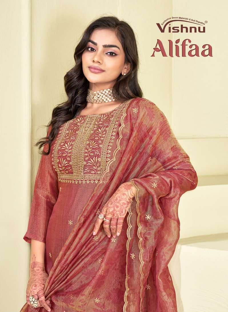 VISHNU ALIFAA SALSA SILK NECK DESIGNER SALWAR SUIT FOR WOMEN PARTY WEAR