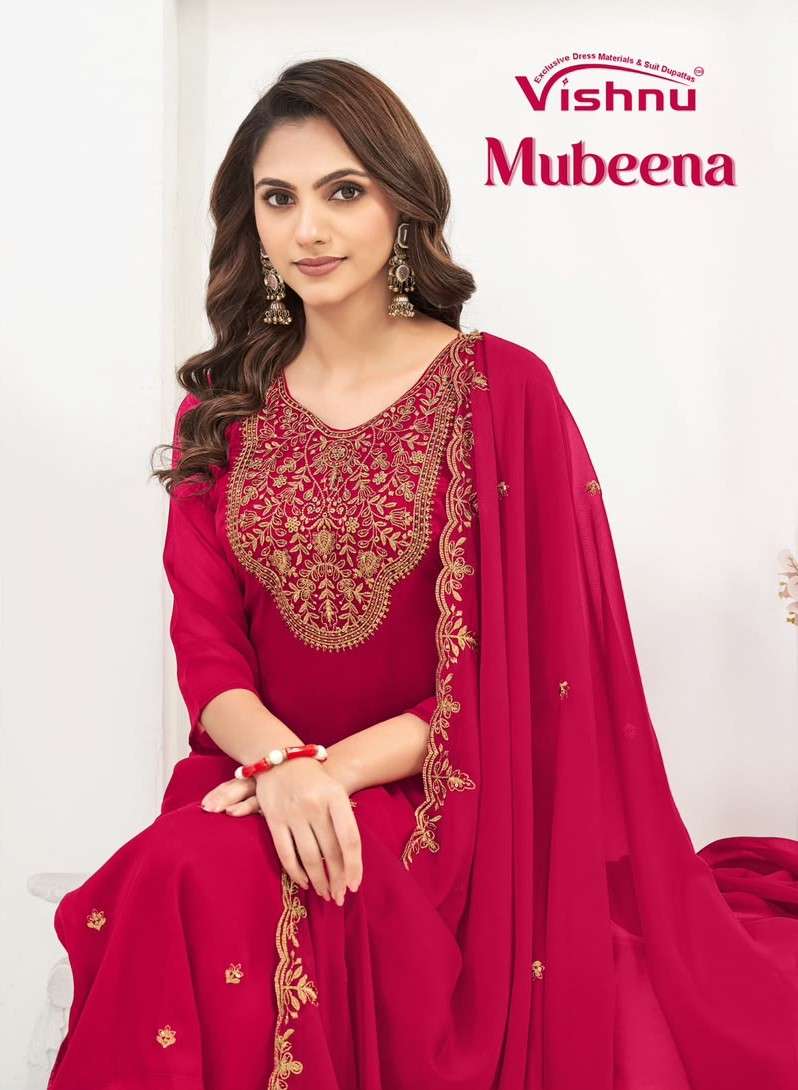 VISHNU MUBEENA RANGOLI BLOMING DESIGNER NECK SALWAR SUIT PARTY WEAR EXPORT