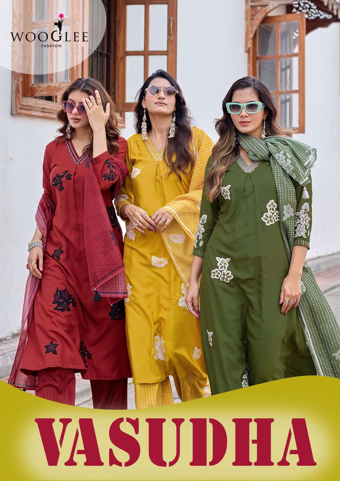 WOOGLEE VASUDHA RAYON THREAD WORK SALWAR SUIT BRAND QUALITY WHOLESALER STORE