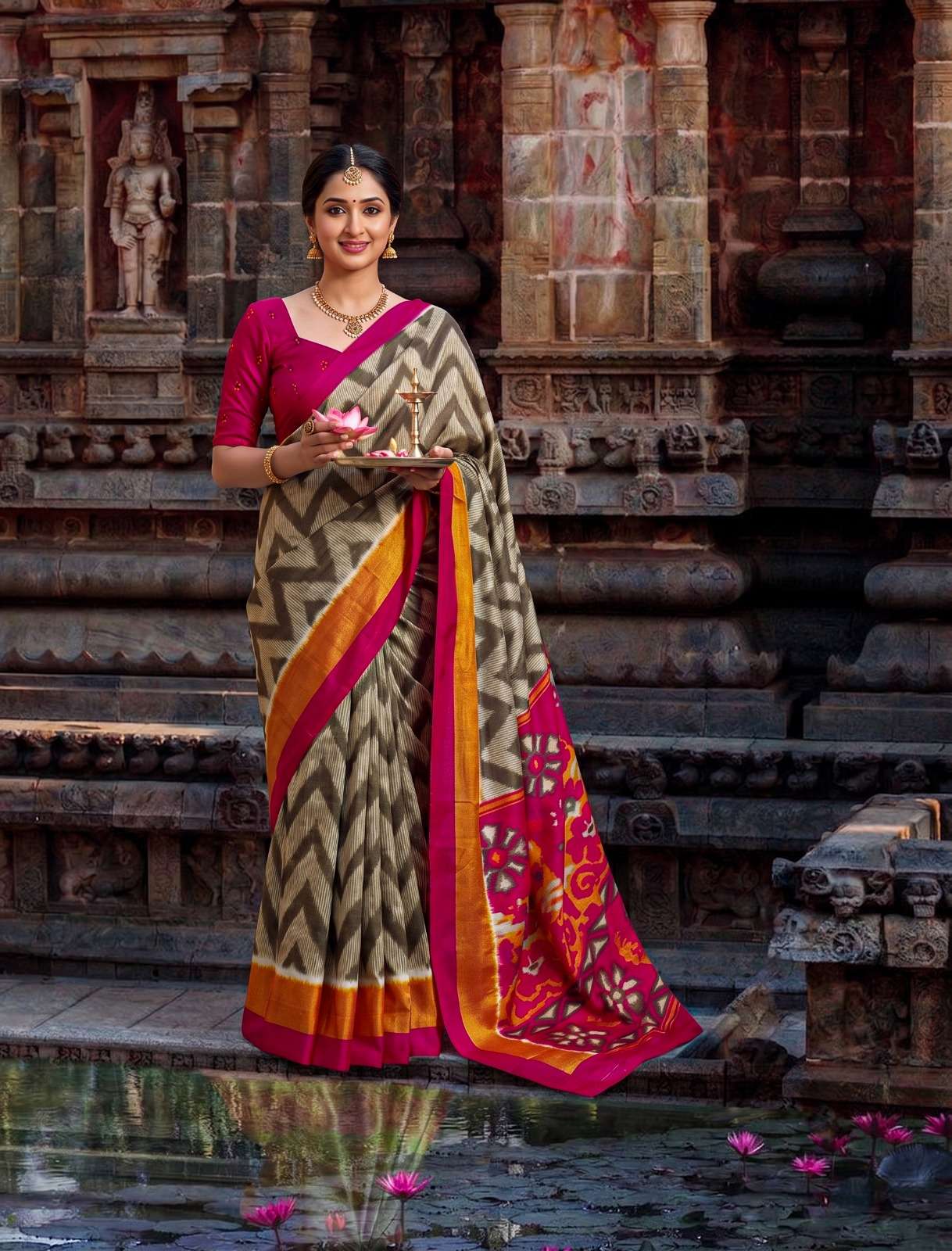 Zigzag weaves tasar silk fabric and a drape that makes every moment elegant saree wholesale in surat 7043