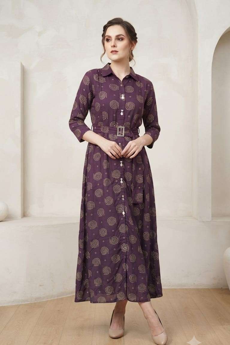 118 FANCY ONE PIECE HEAVY RAYON GHERA KURTI LIKE ONE PIECE W...