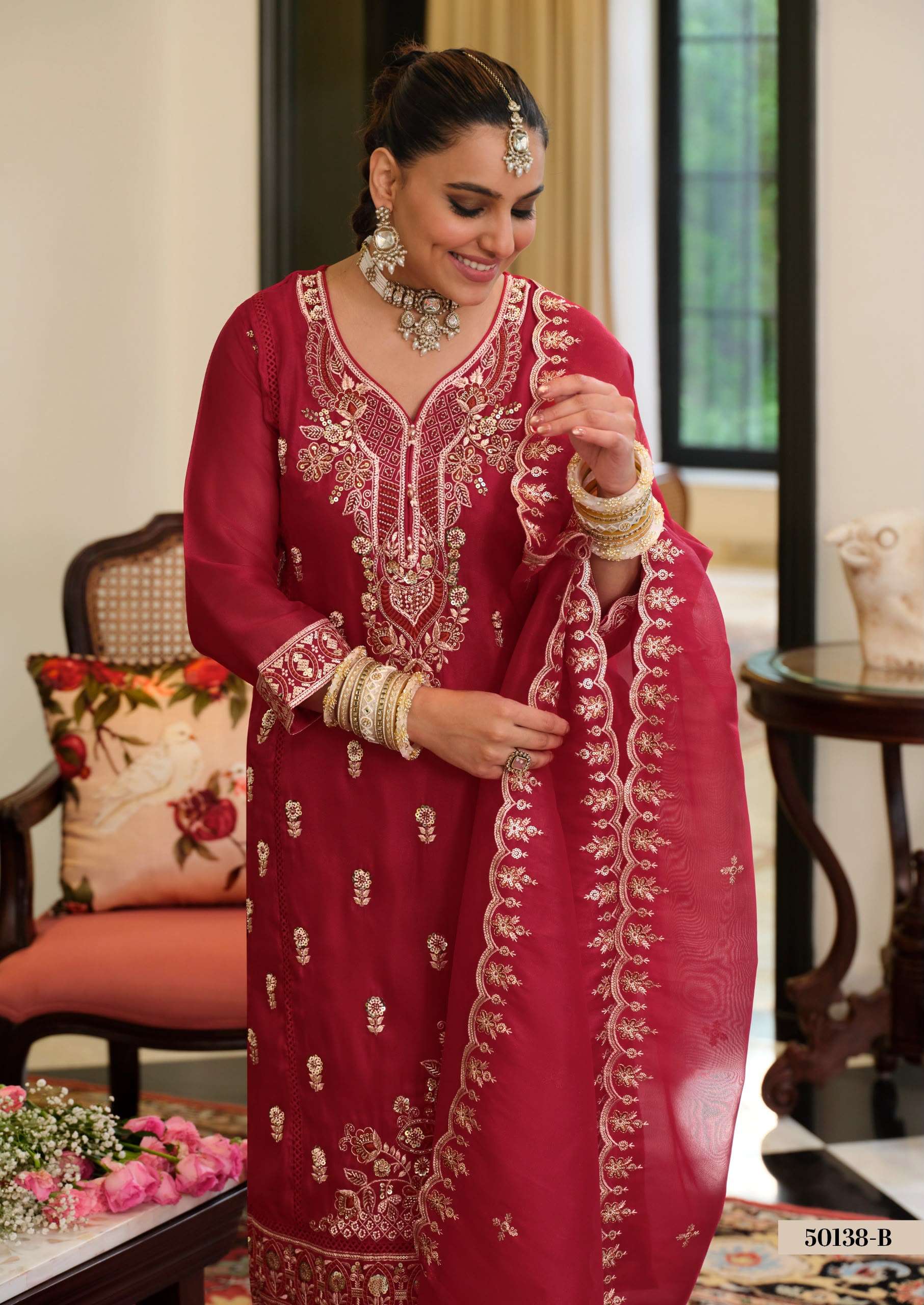 50138 SIMAR SILK WITH BEATS WORK SALWAR SUIT FOR WEDDING SPECIAL SUPPLIER SHOP