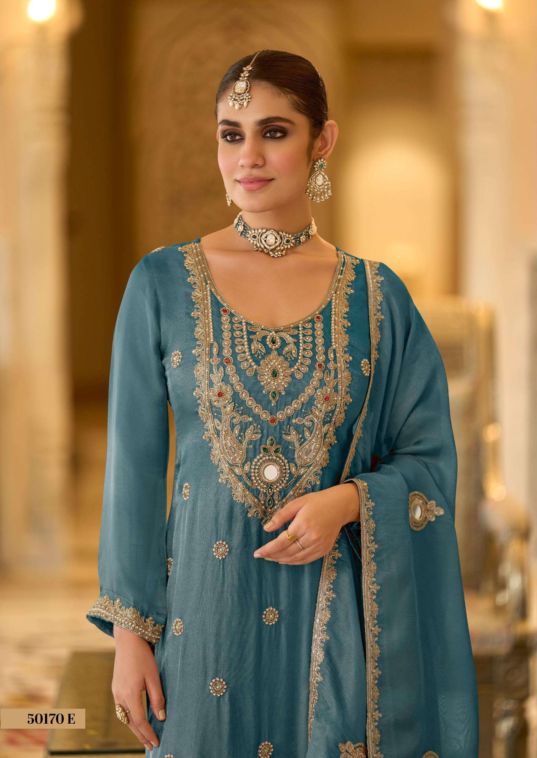 50170 CORD SILK WITH WORK 3 PIECE SUIT FOR FESTIVAL HEAVY CLOTHING WOMEN TEXTILE