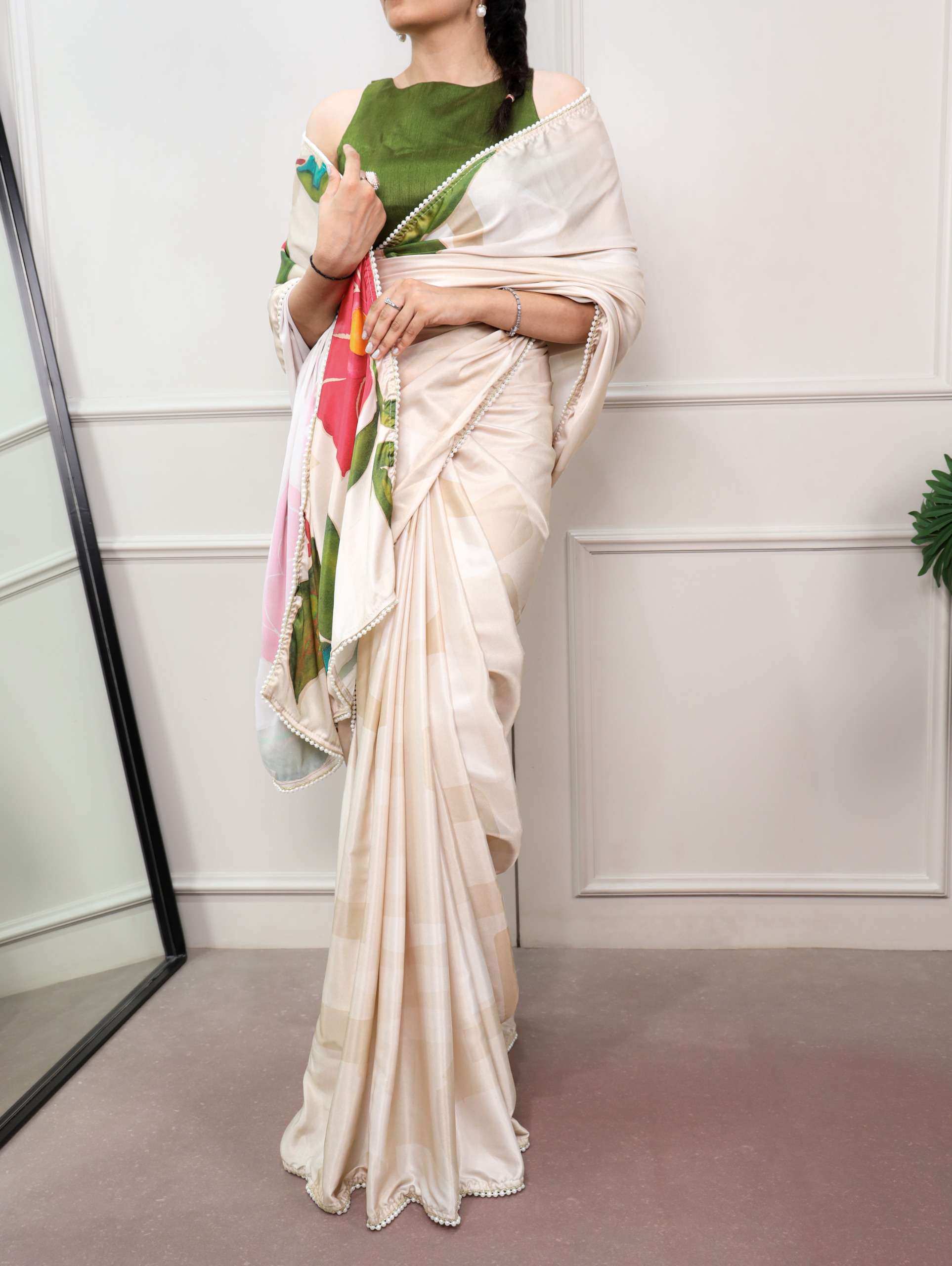 A graceful drape to make every celebration more memorable satin silk fancy fabric saree wholesale in surat 7023