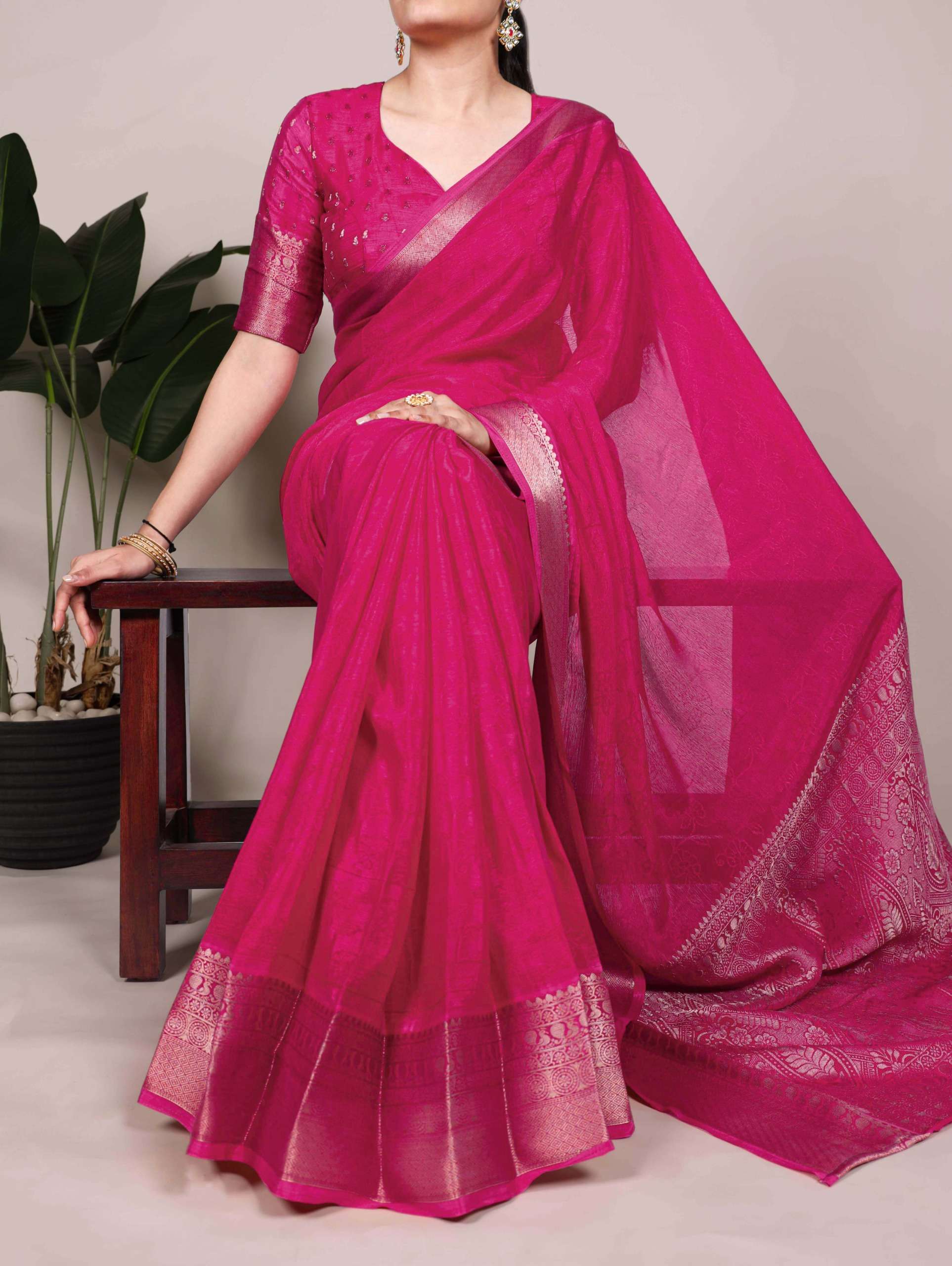 A saree that blends comfort with class made of super soft Chinon fabric saree wholesale in surat 7902 7916