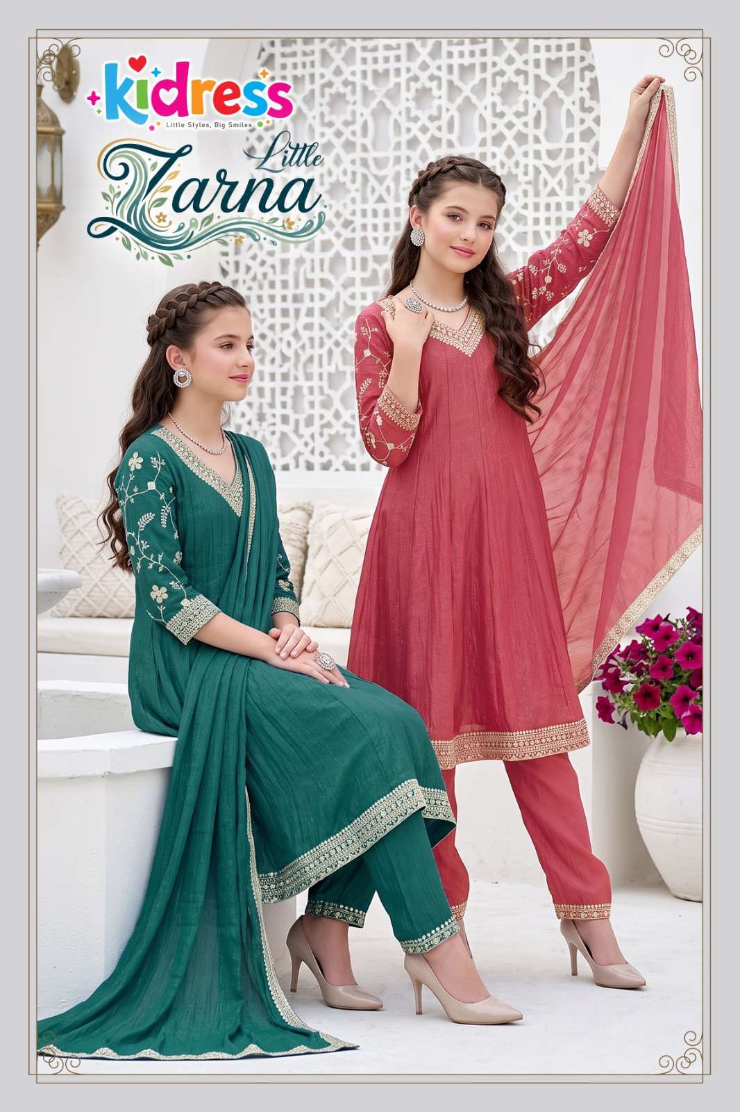 AANCHI LITTLE ZARNA CRUNCHY FABRIC READY TO WEAR KIDS ANARKALI SUIT FOR DIWALI 