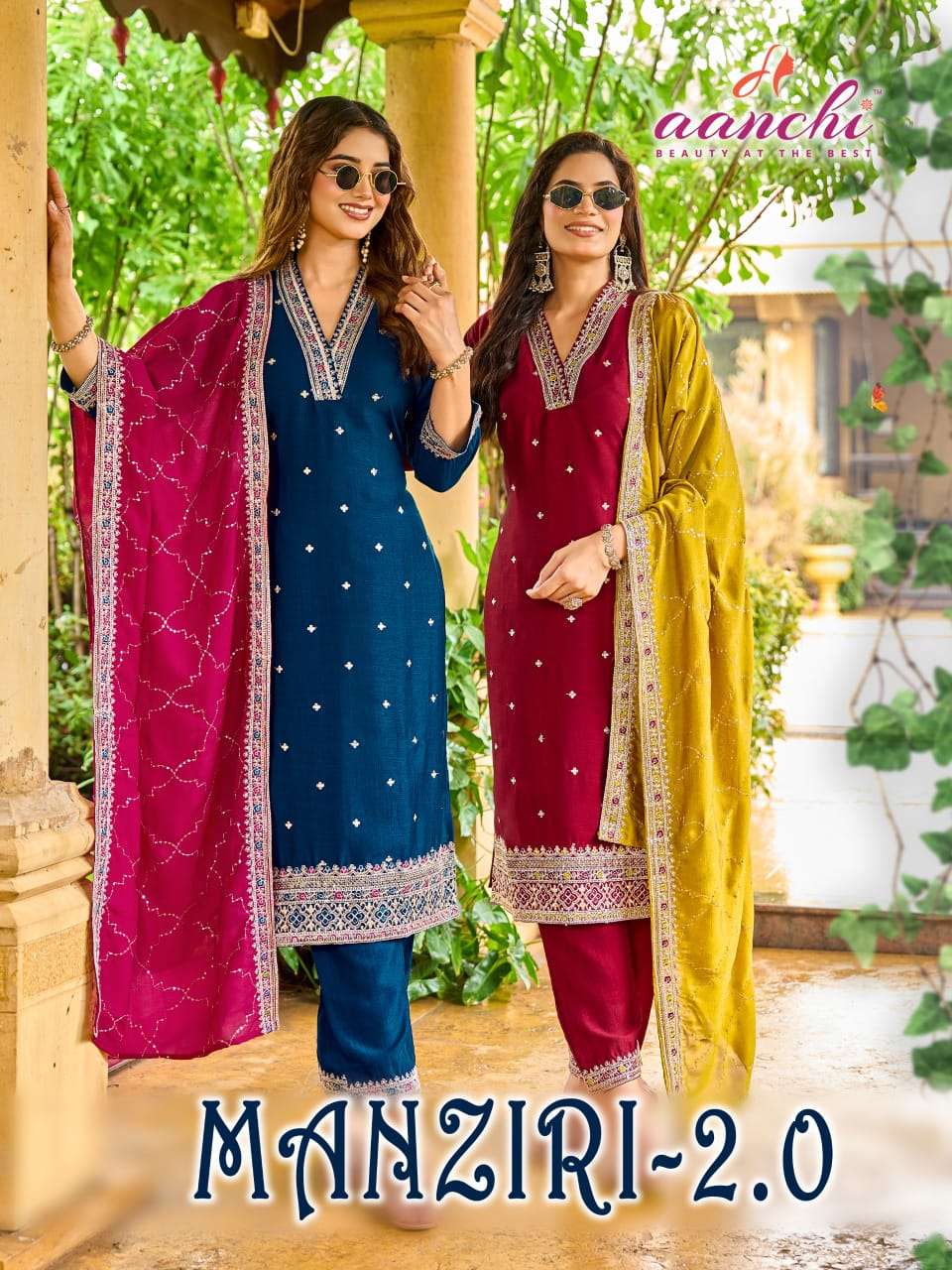 AANCHI MANZIRI 2.0 VICHITRA SILK SIDE CUT SALWAR SUIT TO HEAVY DESIGN SHADI WEAR SHOP