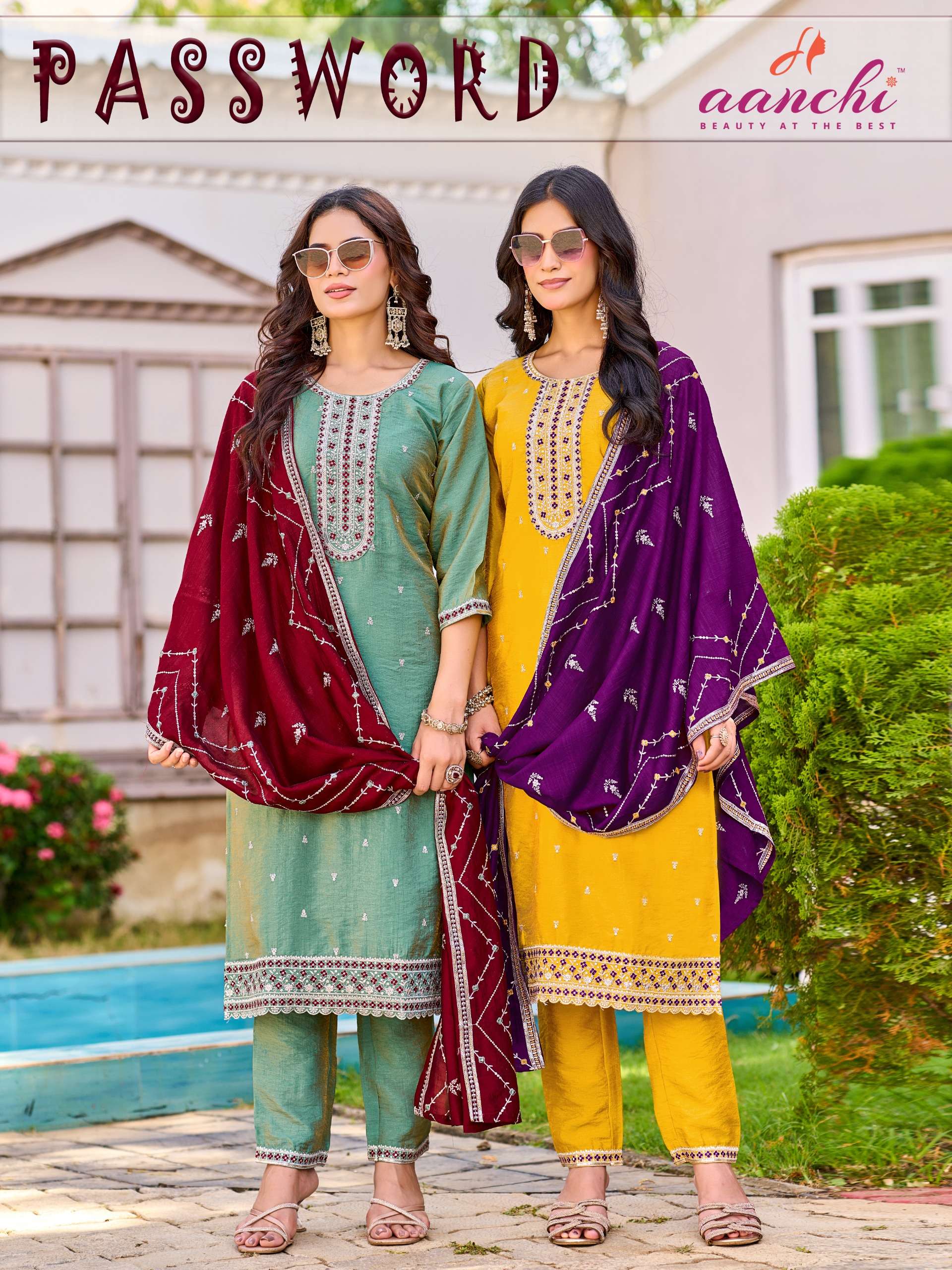 AANCHI PASSWORD SHIMMER DESIGNER SALWAR SUIT HEAVY TYPE PARTY WEAR BUY SURAT