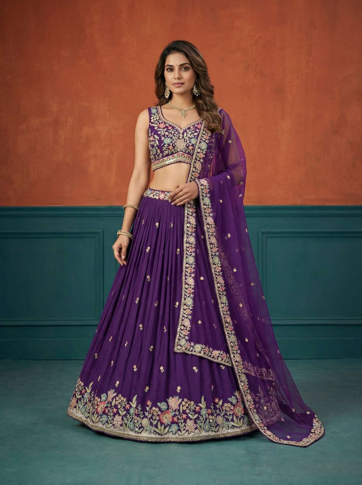 ADORN CRAFT PREMIUM AND SUPER SOFT GEORGETTE FANCY FABRIC WHOLESALE IN SURAT LEHENGA CHOLI 6324