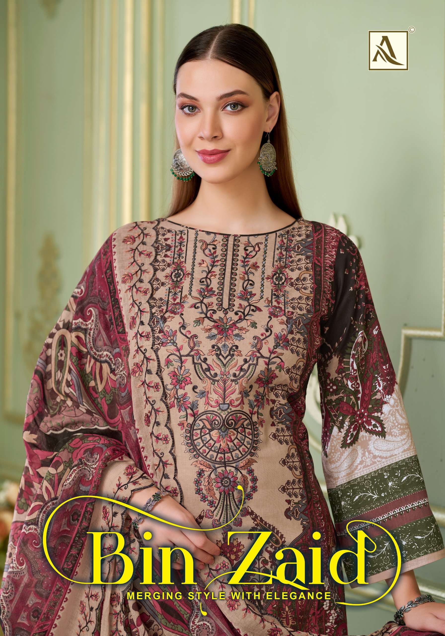 ALOK SUIT BIN ZAID COTTON PAKISTANI FANCY EMBROIDERY SALWAR ...
