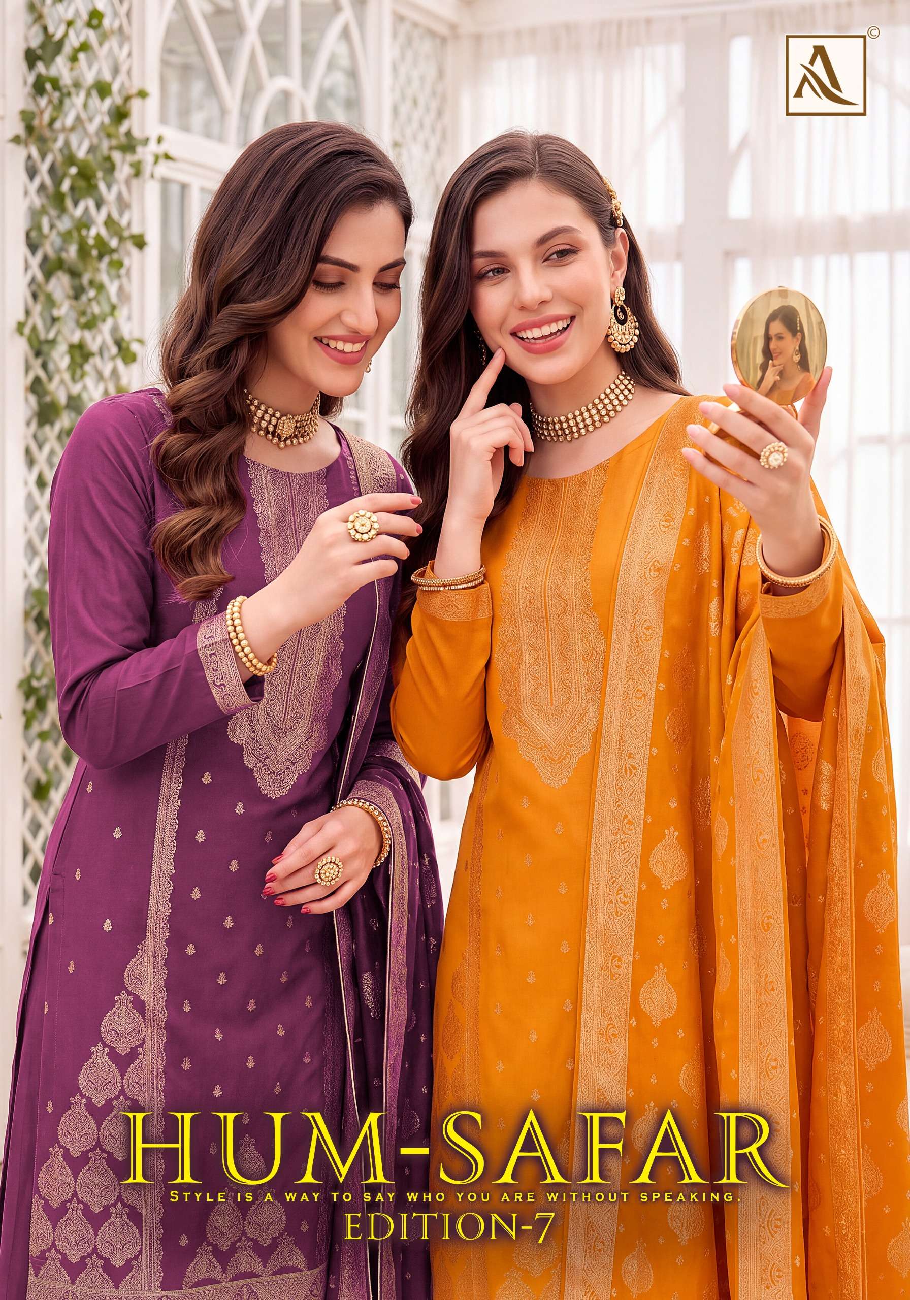 ALOK SUIT HUM SAFAR VOL 7 FESTIVAL NEW DRESS MASLIN JACQUARD PRINT SUIT WOMEN RETAILER