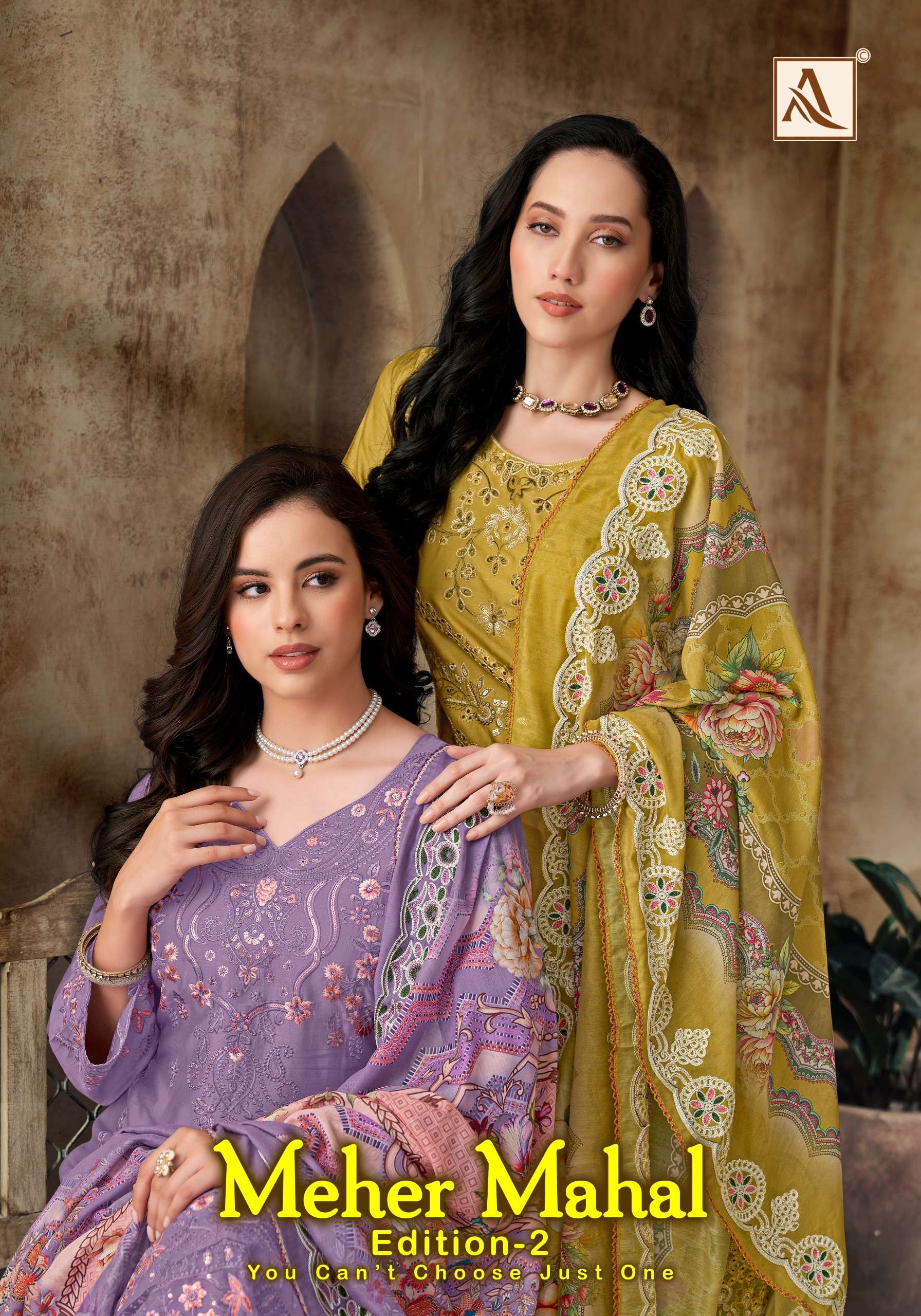 ALOK SUIT MEHER MAHEL VOL 2 ZAM COTTON PAKISTANI EMBROIDERY SALWAR KAMEEZ SUPPLIER