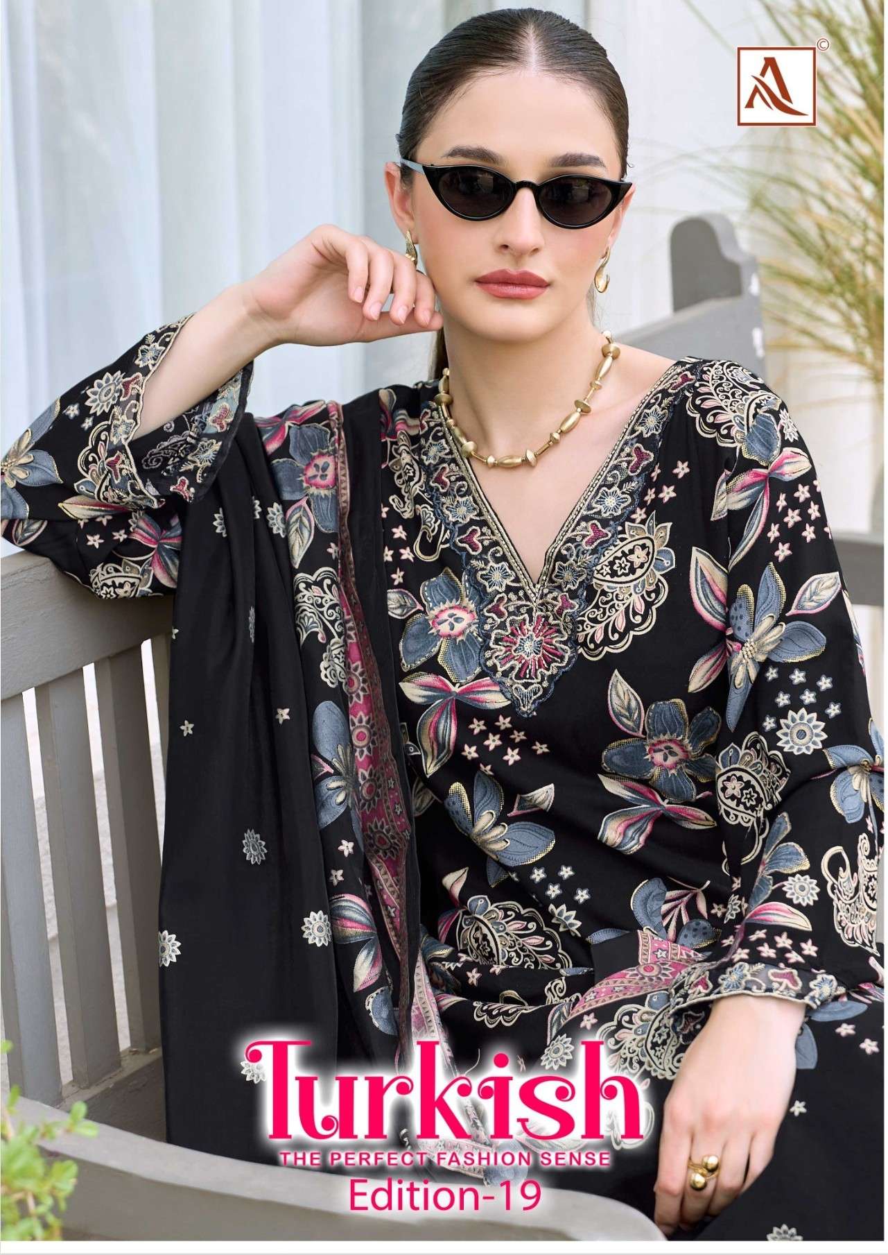 ALOK SUIT TURKISH VOL 19 RAYON FOIL PRINT EMBROIDERY SUIT FOR UNSTITCH RESELLER SHOP
