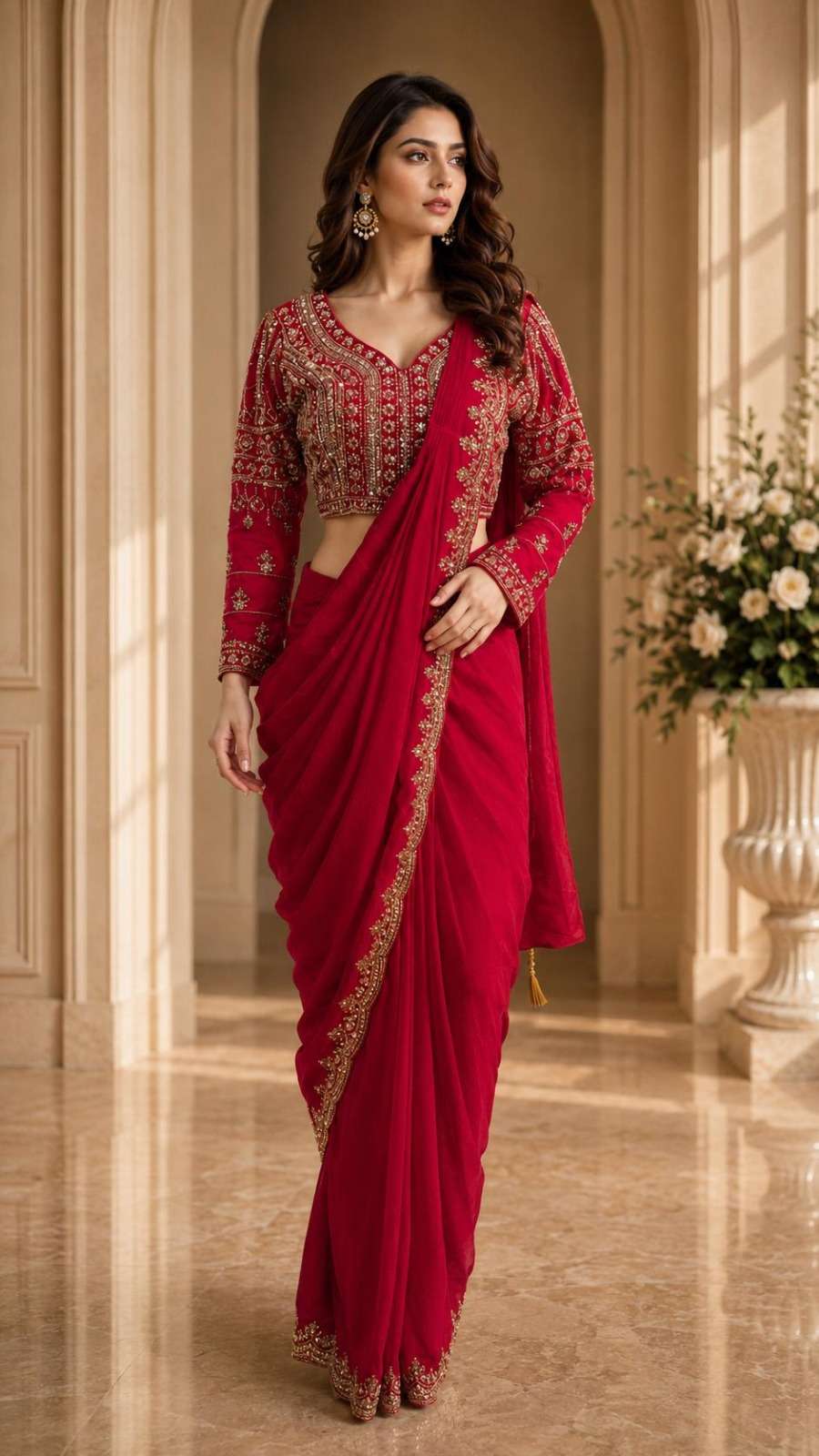 Amoha A578 Ready To Wear Saree HO fabric With beautiful Bead Work Border on saree wholesale in surat
