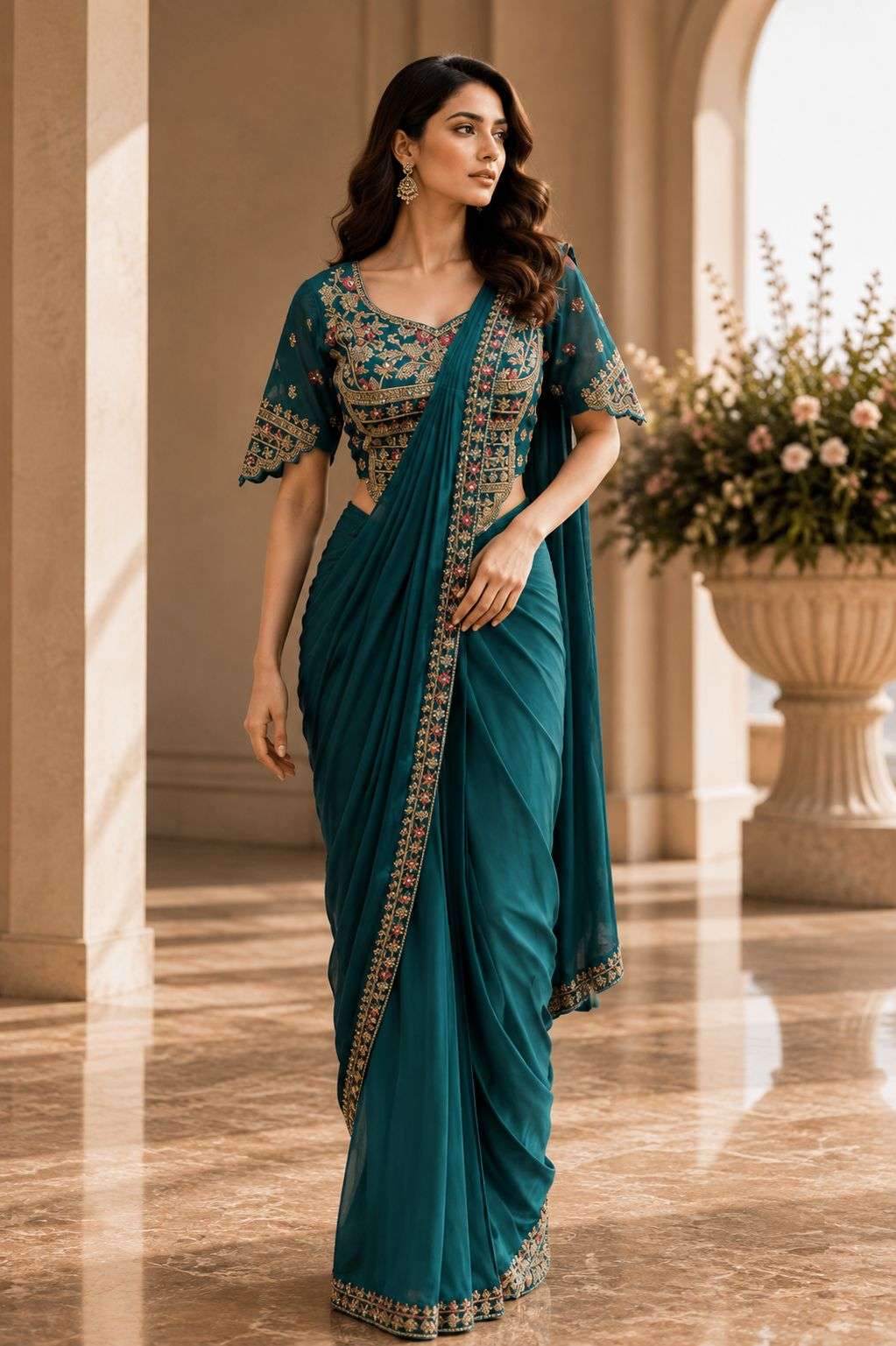 AMOHA DESIGN NO A551 READY TO WEAR SAREES ARMANI SATIN FANCY FABRIC WHOLESALE IN SURAT