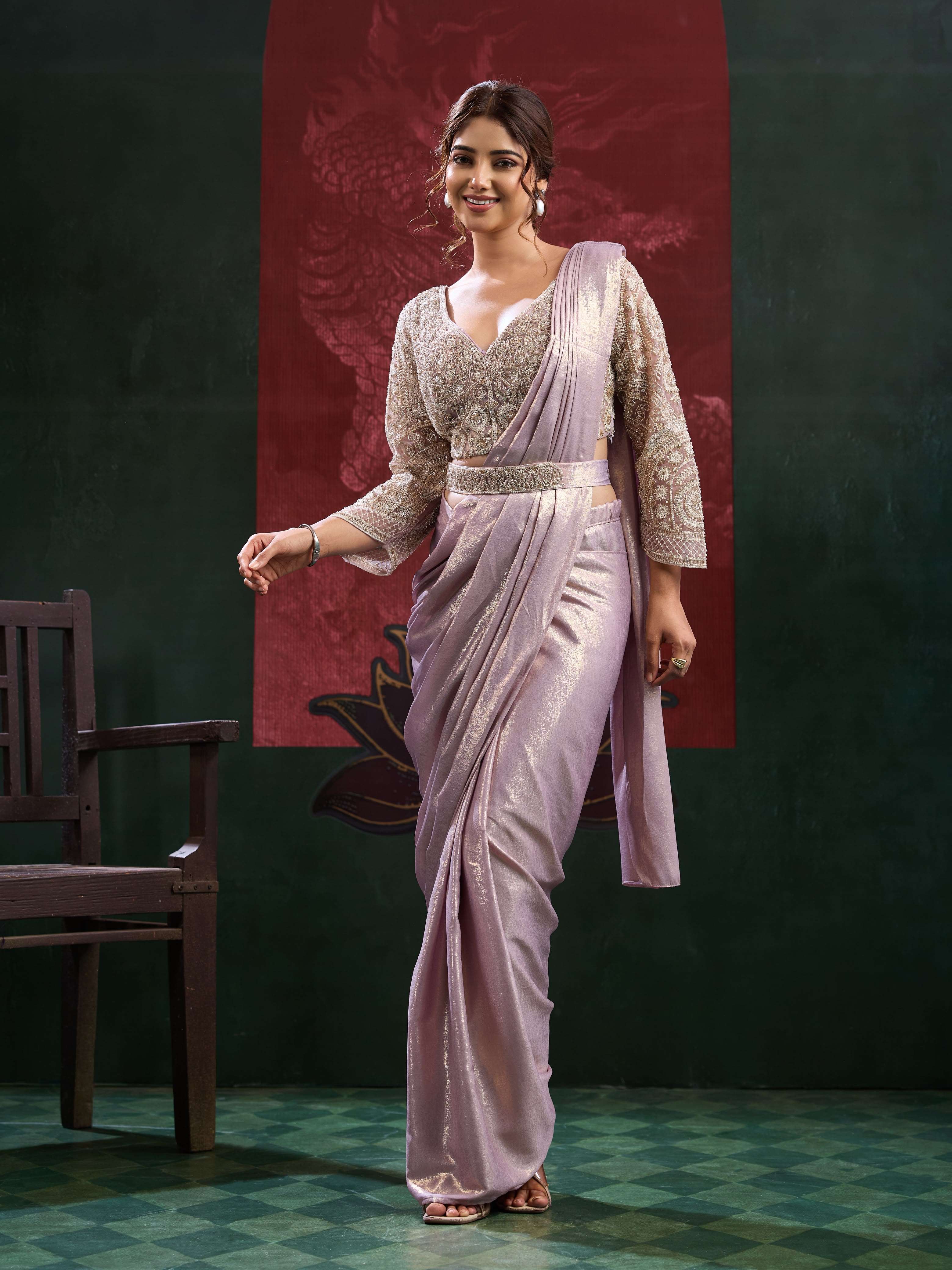 Amoha Ready To Wear Saree 102449 Important fancy fabric saree wholesale in surat