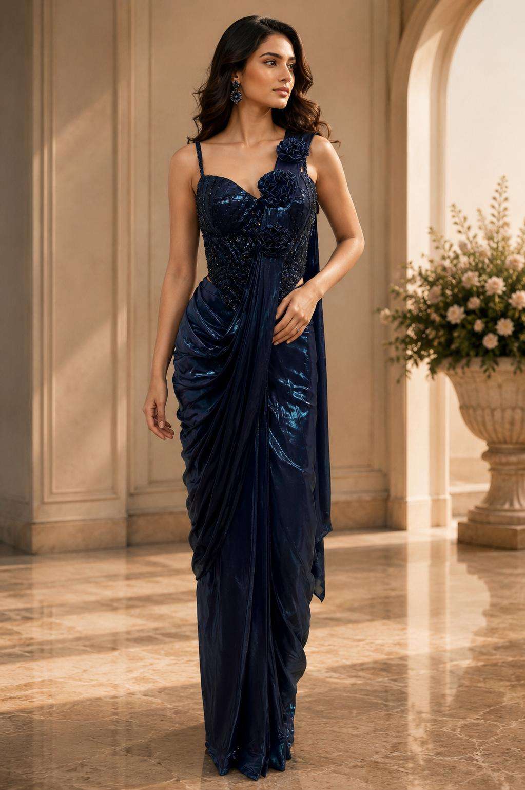Amoha Ready To Wear Saree A570 Imported Fabric saree party wear saree wholesale in surat