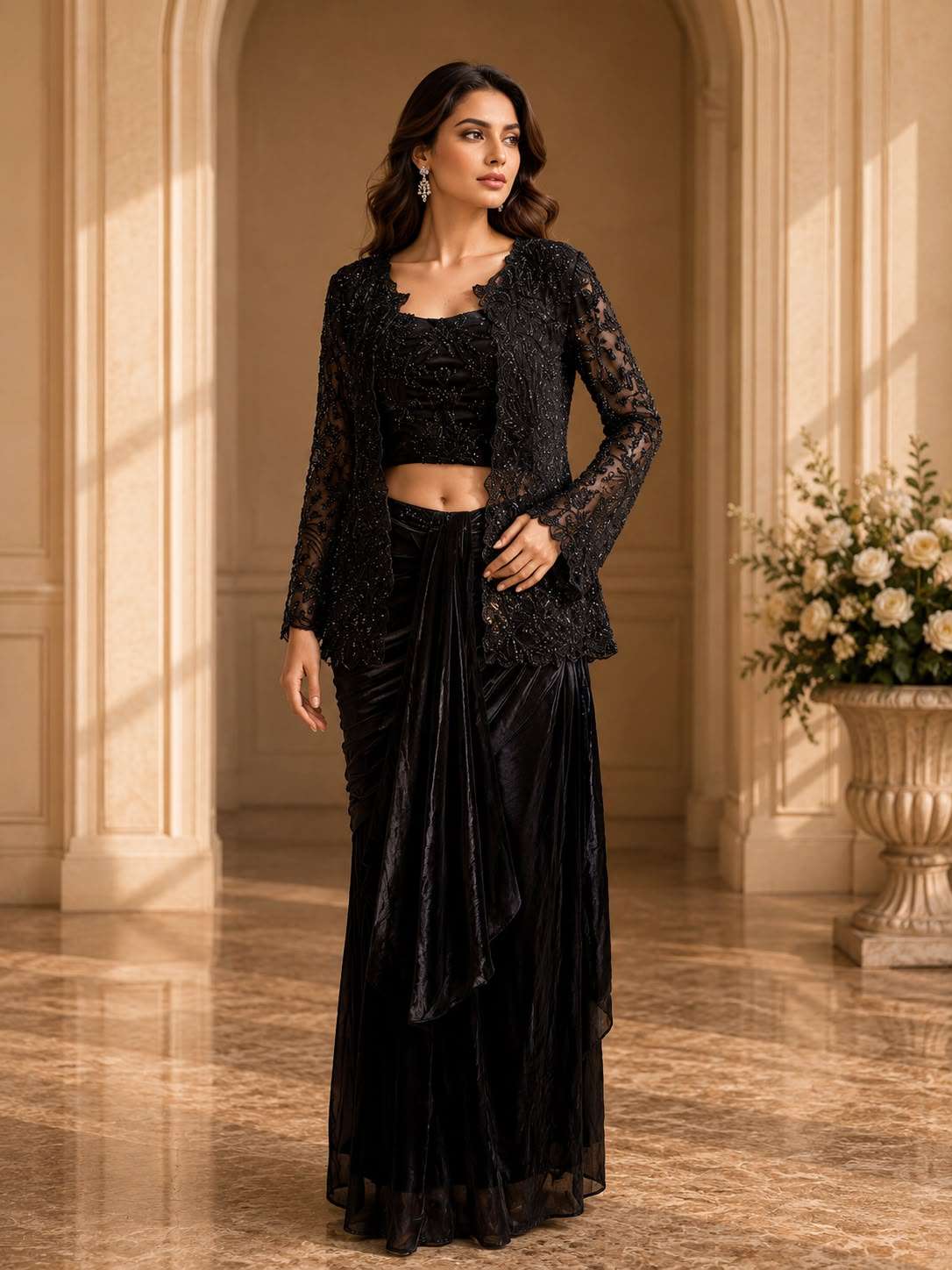 AMOHA READY TO WEAR SAREES A547 PARTY WEAR FANCY FABRIC SAREE WHOLESALE IN SURAT