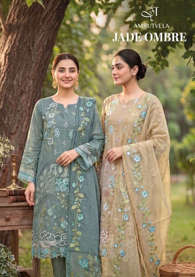 AMRUTVELA JADE OMBRE LAWN PAKISTANI EMBROIDEY SUIT COLLECTION EID WEAR SUPPLIER