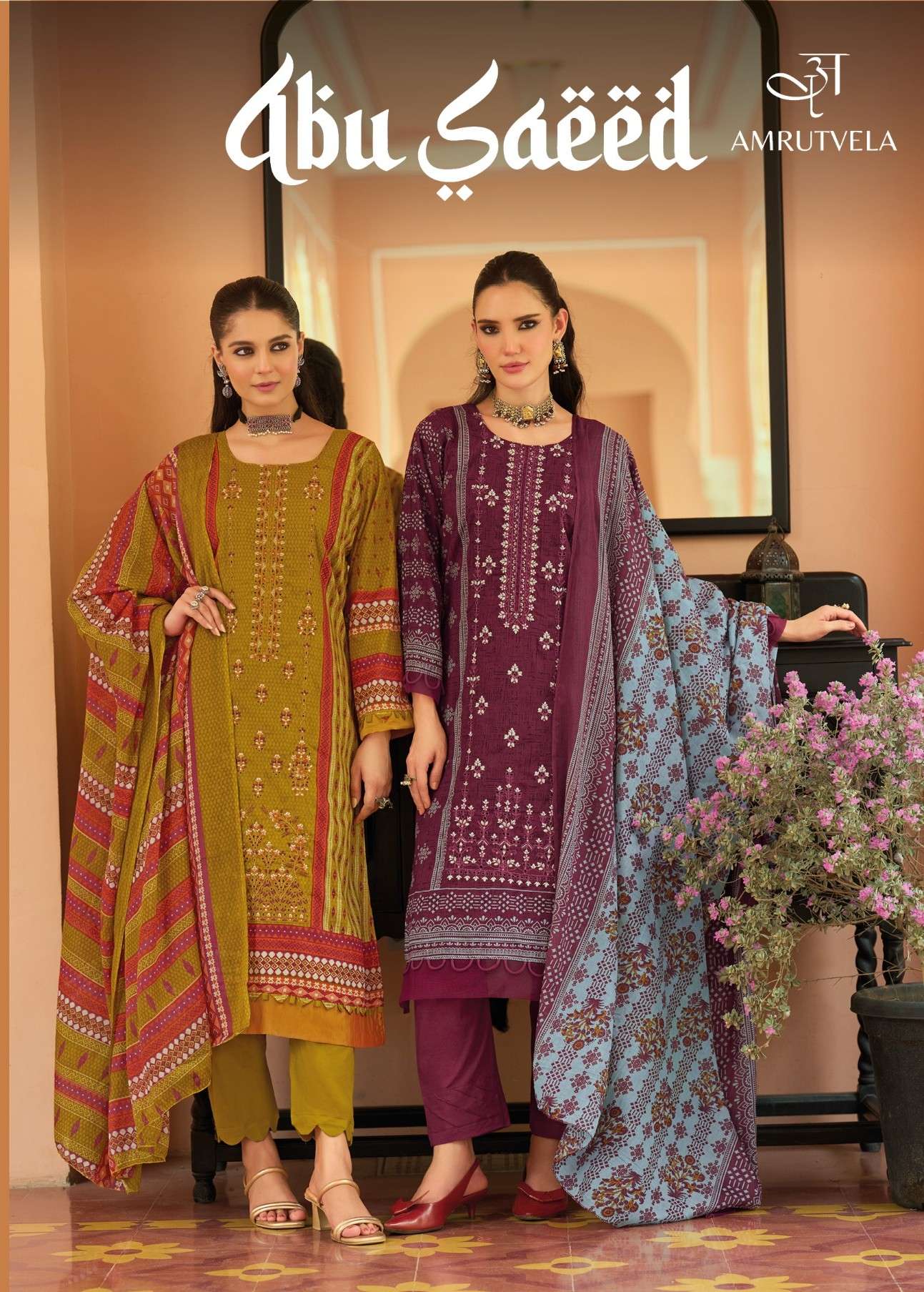 AMRUTVELA TEXTILE ABU SAEED COTTON SALWAR SUIT FESTIVAL HEAVY CLOTHING RESELLER