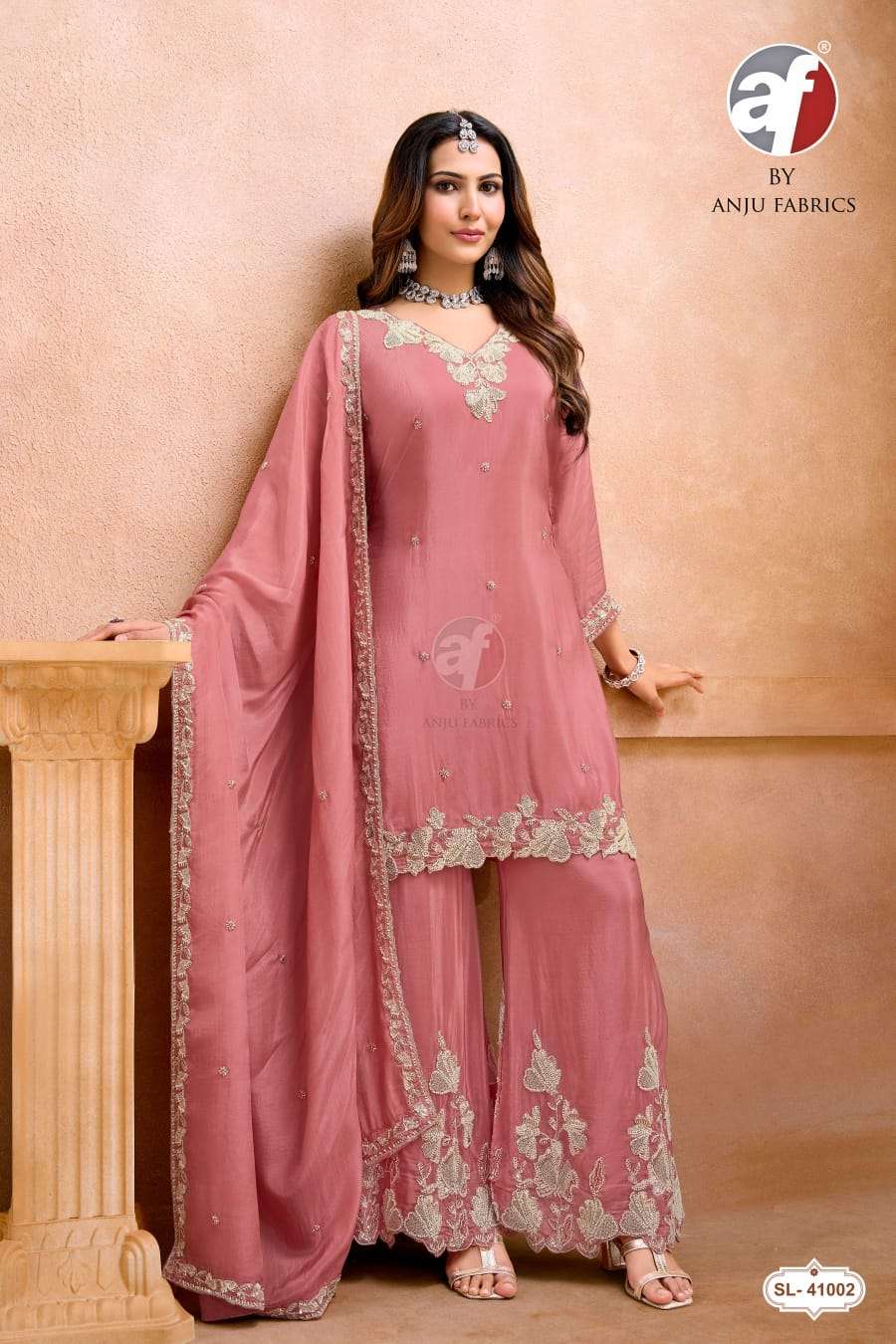 ANJU FABRICS AR 8546 CHIFFON WITH PRINTED FLARED GOWN WITH DUPATTA WHOLESALER WORLD