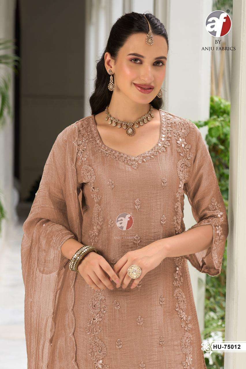ANJU FABRICS HU 75010 CREPE FABRIC SHORT KURTI DIVIDER WITH DUPATTA INDIA LOOK WORLDWIDE