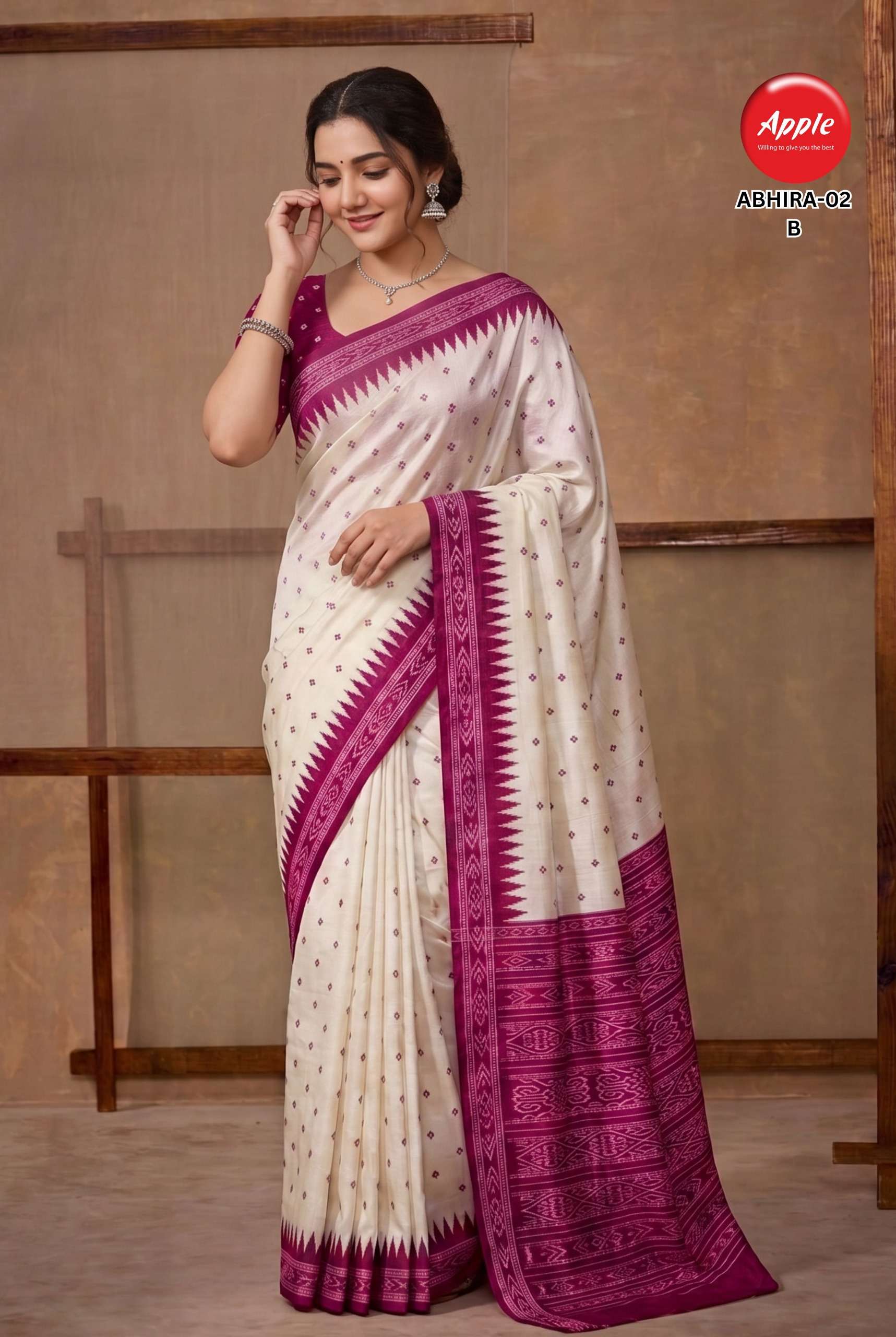 APPLE ABHIRA 2 SUPER SOFT HANDI TUSSER FANCY FABRIC SAREE RE...